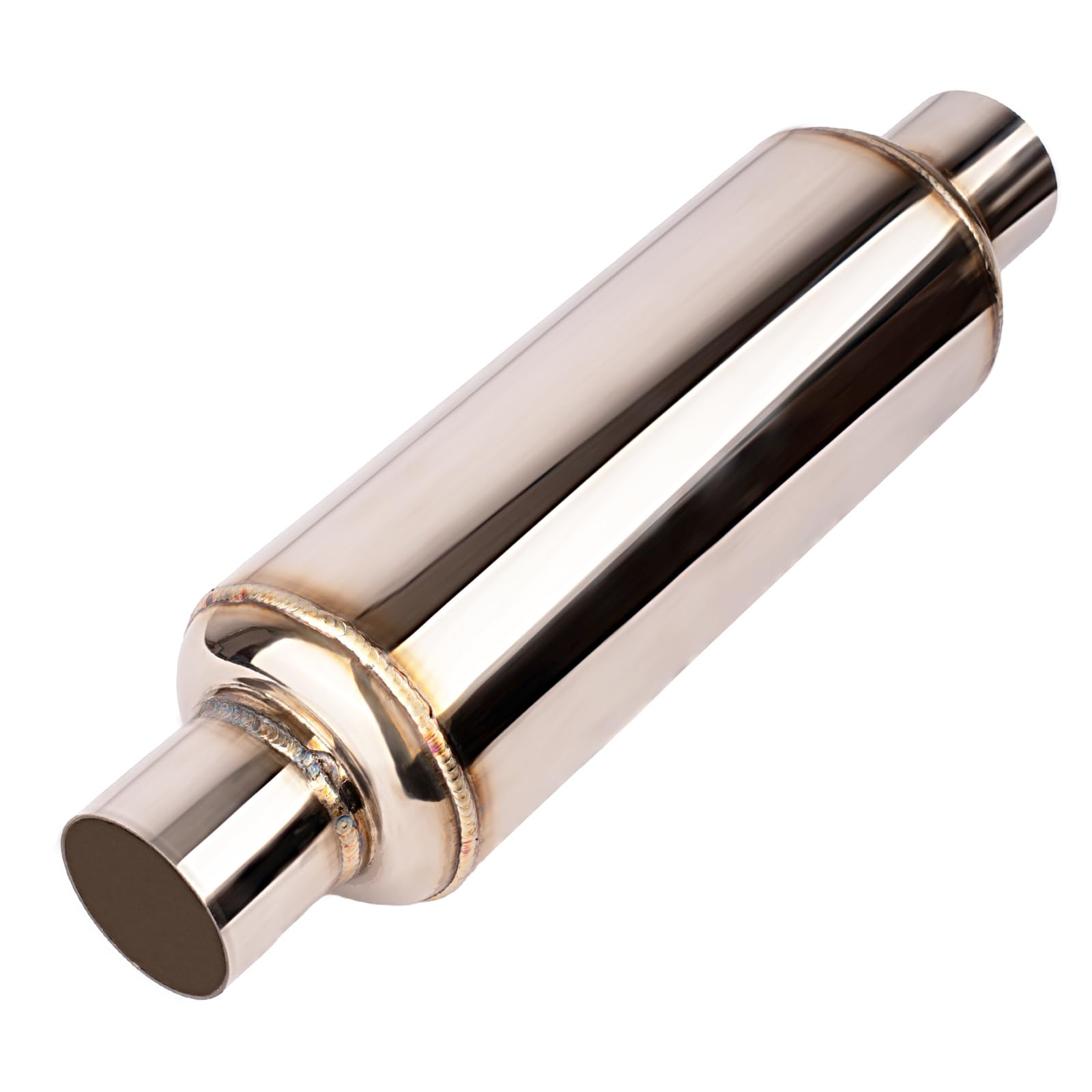 Yeoflagtrade 2.25 Inlet & Outlet Universal Exhaust Muffler,14 Overall Length Stainless Steel Resonator Stright Through Muffler