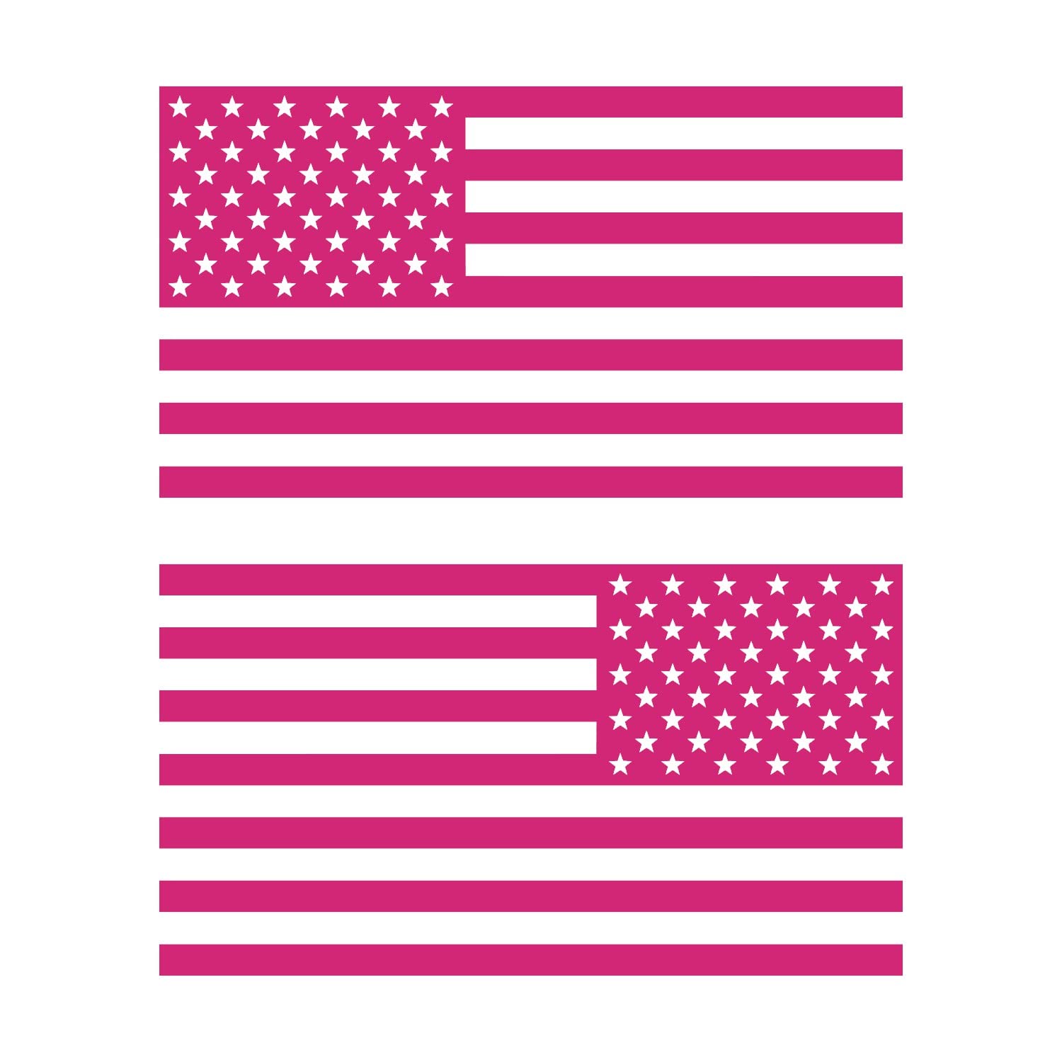 American Us Flag [Pick Color/Size] Vinyl Decal Sticker For Laptop/Car/Truck/Window/Bumper (10In Subdued Pair, Matte Hot Pink)