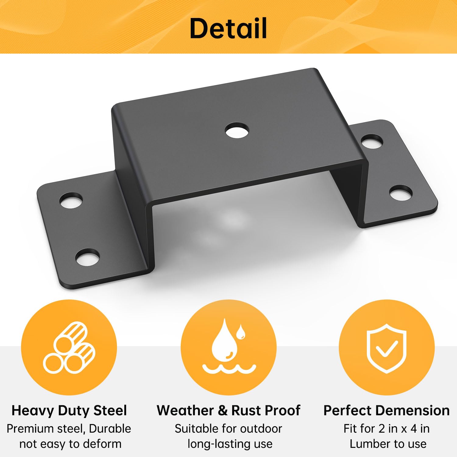 FOROIRON 8 Pcs Trailer Stake Pocket Bracket - Heavy Duty Alloy Steel, 2" x 4", Black, Model M53208
