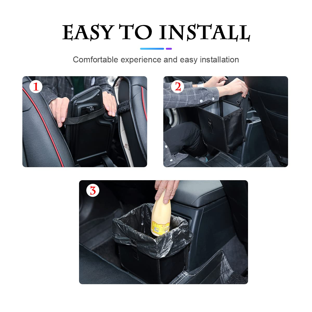 Fekey&Jf Foldable Car Trash Can, Hanging Waterproof Leakproof Trash Can Storage Bag For Car With Large Capacity, Car Interior Ac