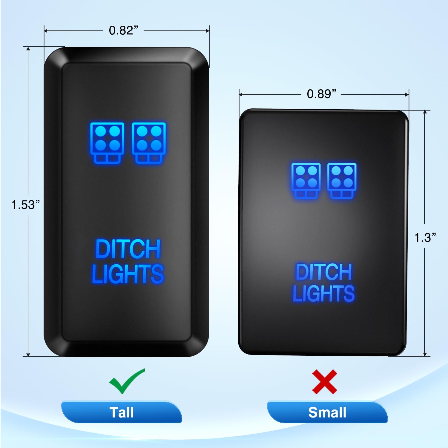 Nilight Ditch Lights Push Button Switch 12V On Off Switch With Connector Wire Kit 1.54'' X 0.83'' Replacement For Toyota Tacoma