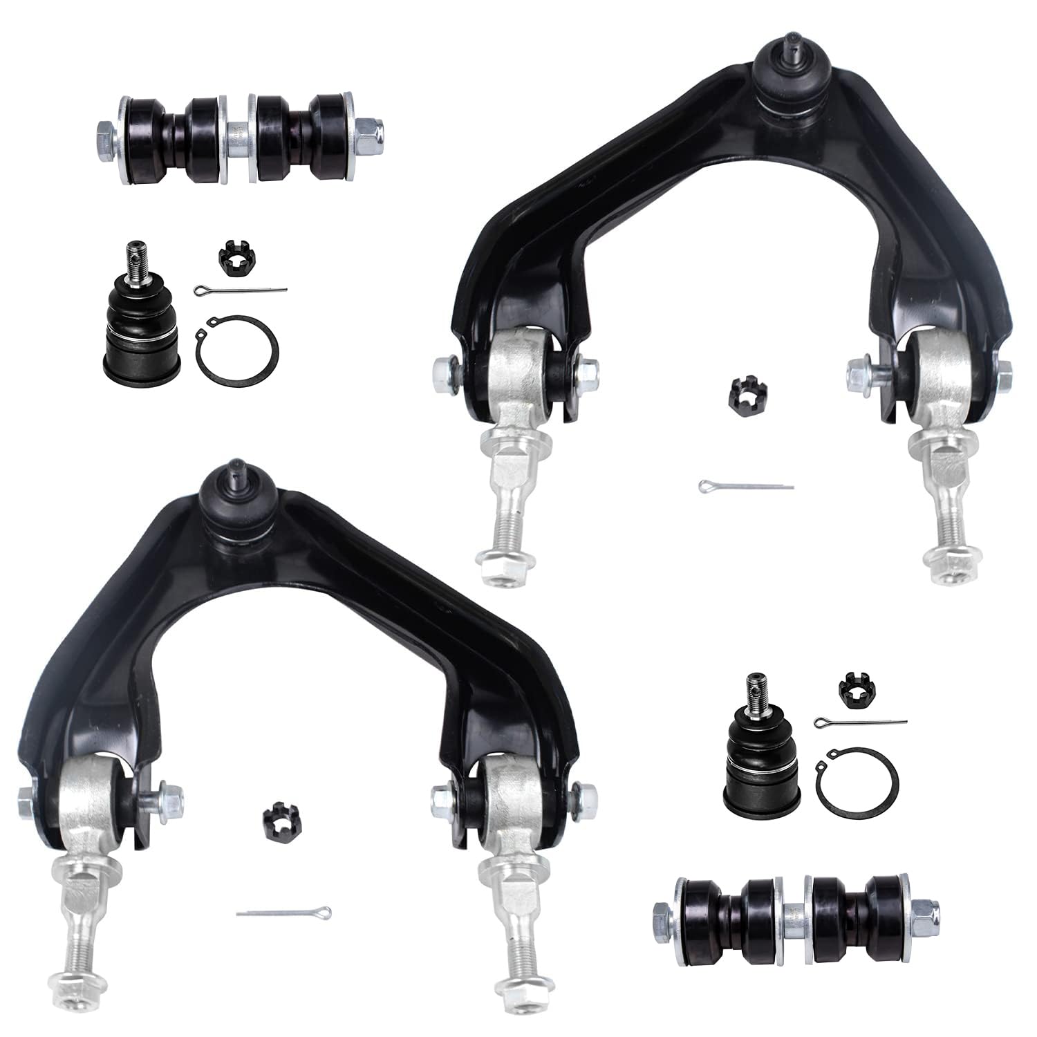 Detroit Axle - Front Upper Control Arms & Lower Ball Joints Sway Bar End Links Replacement for 1990-1993 Honda Accord - 6pc Set