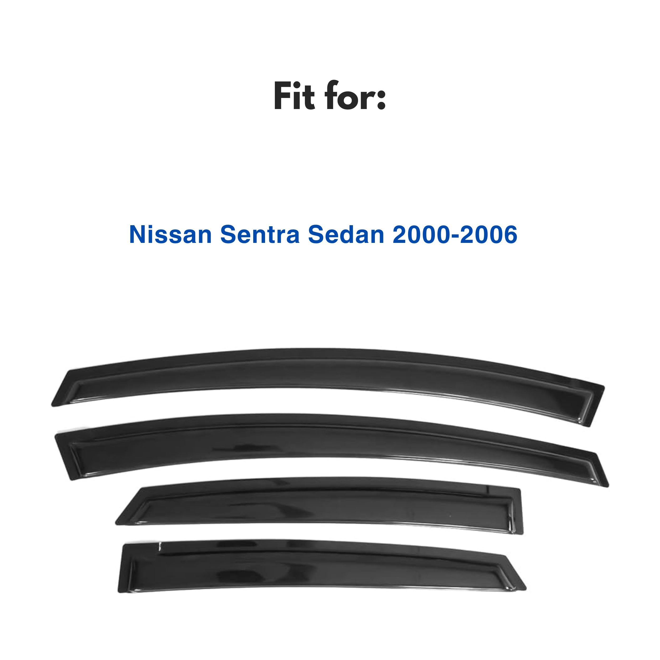 Ig Window Visor For Nissan Sentra Sedan 2000-2006, Rain Guard Tape-On Extra Durable Sun Wind Side Vent Window Deflector, 2000 20