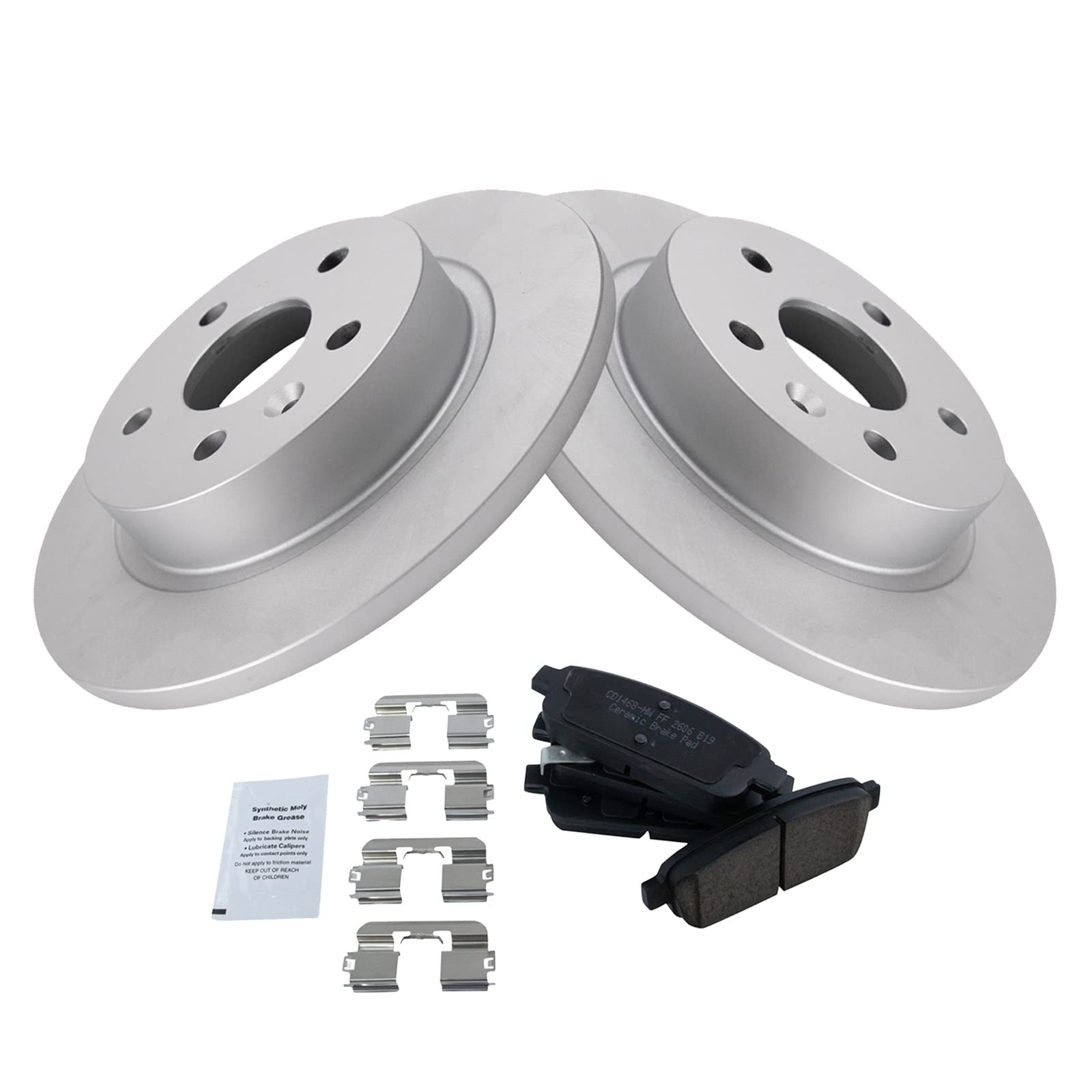 Trq Rear Brake Pad & Rotor Kit Ceramic Premium G-Coated Compatible With 2013-2017 Buick Encore