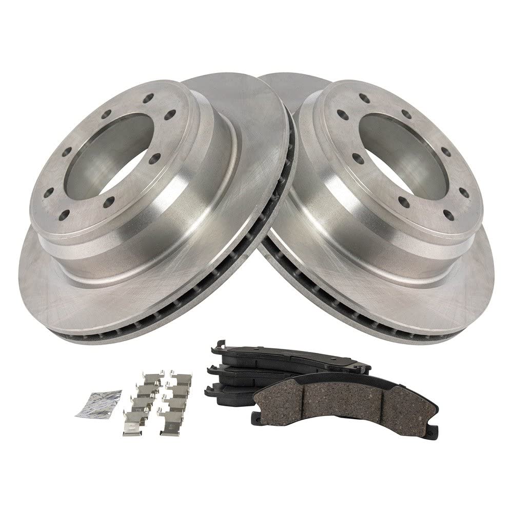 TRQ Rear Brake Pad & Rotor Kit Brake Pads Brake Rotor Ceramic Compatible with 2012-2019 Nissan NV1500 NV2500 NV3500
