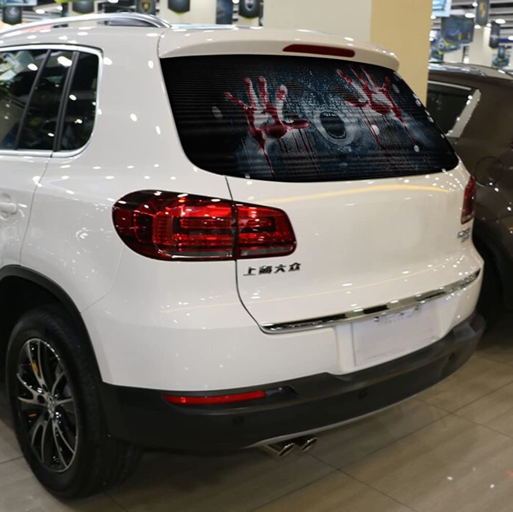 ATMOMO Horror Ghost 3D Vinyl Sticker Decal for Rear Window - Transparent, PVC, Happy Halloween