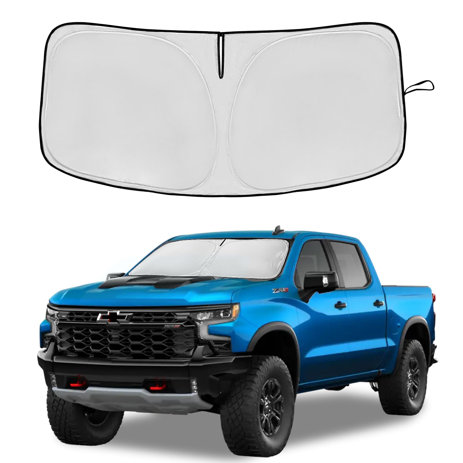 Windshield Sun Shade For Chevrolet/Chevy Silverado 1500 2019-2025 Double Layer 240T Front Window Shade Custom Fit Silverado Regu