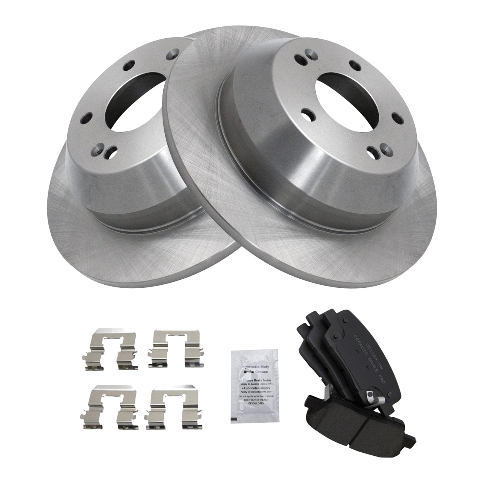 Trq Rear Brake Pad & Rotor Kit Brake Pads Brake Rotor Ceramic Compatible With 2010-2016 Hyundai Santa Fe 2013-2016 Santa Fe Spor