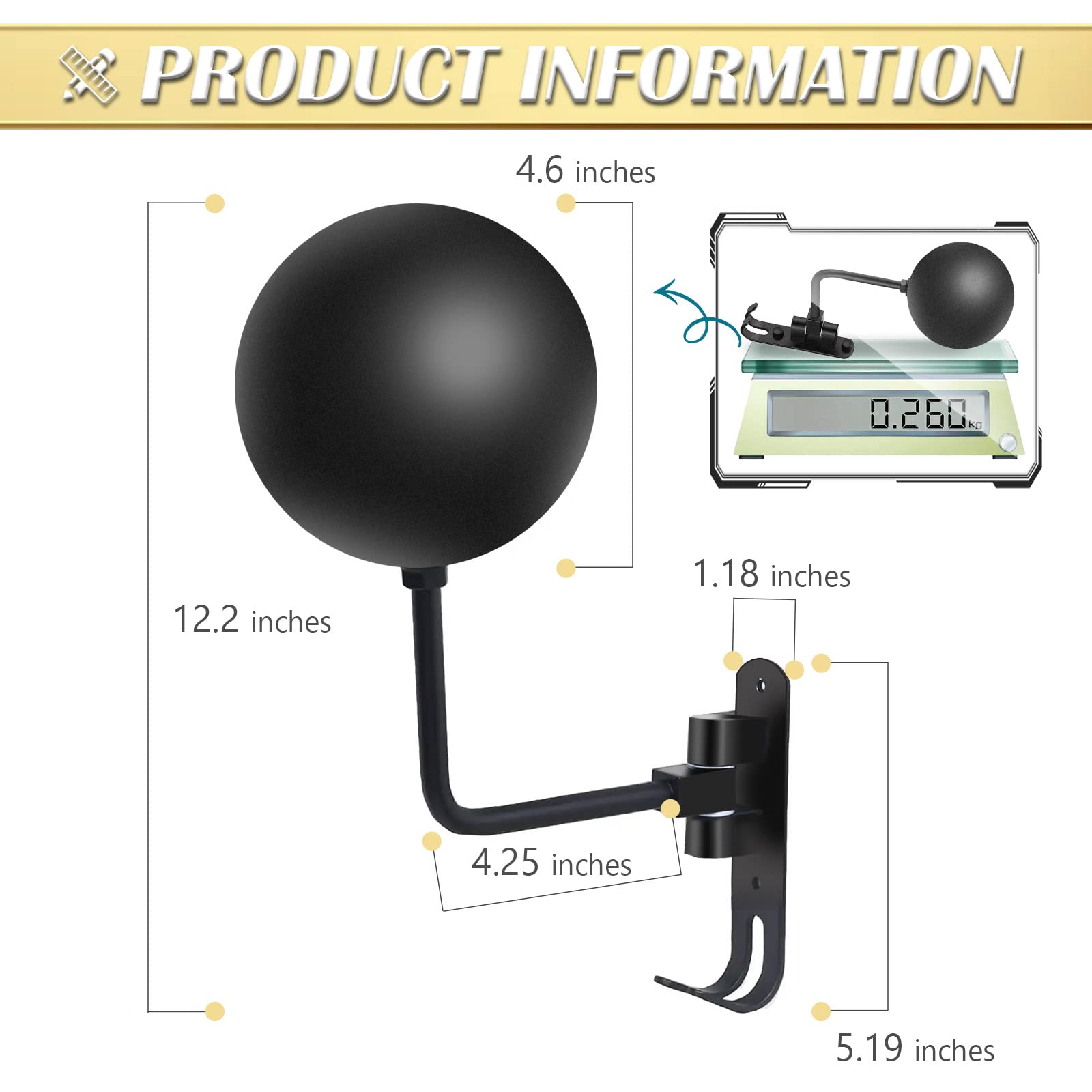 Kikerike Motorcycle Helmet Rack Wall Mount - 180° Rotation Metal Holder, Black, 2 Pcs, Ideal for Bike, Baseball & Rugby Helmets