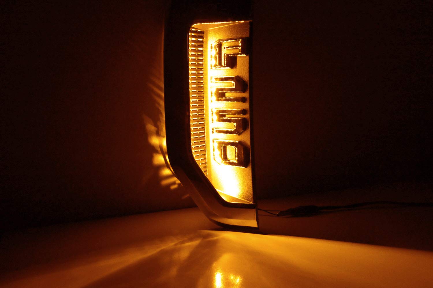 Ijdmtoy Amber Yellow Led Background Illumination Kit Compatible With 2017-2021 Ford F250 F350 F450 Super Duty Side Fender Chrome