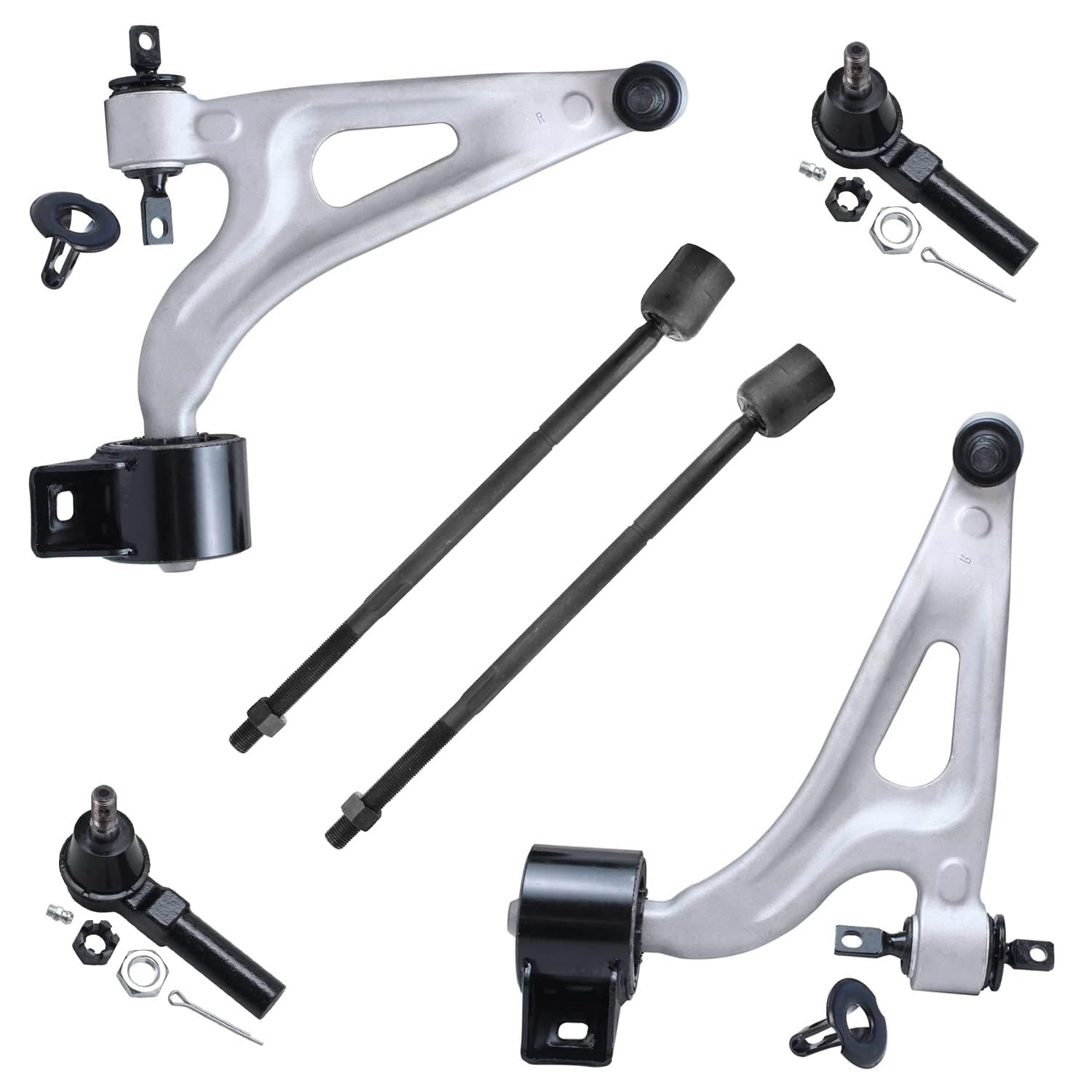 Detroit Axle - 6pc Front End Control Arms Kit for 04-07 Ford Freestar Mercury Monterey, 2 Lower Control Arms w/Ball Joints 4 Tie