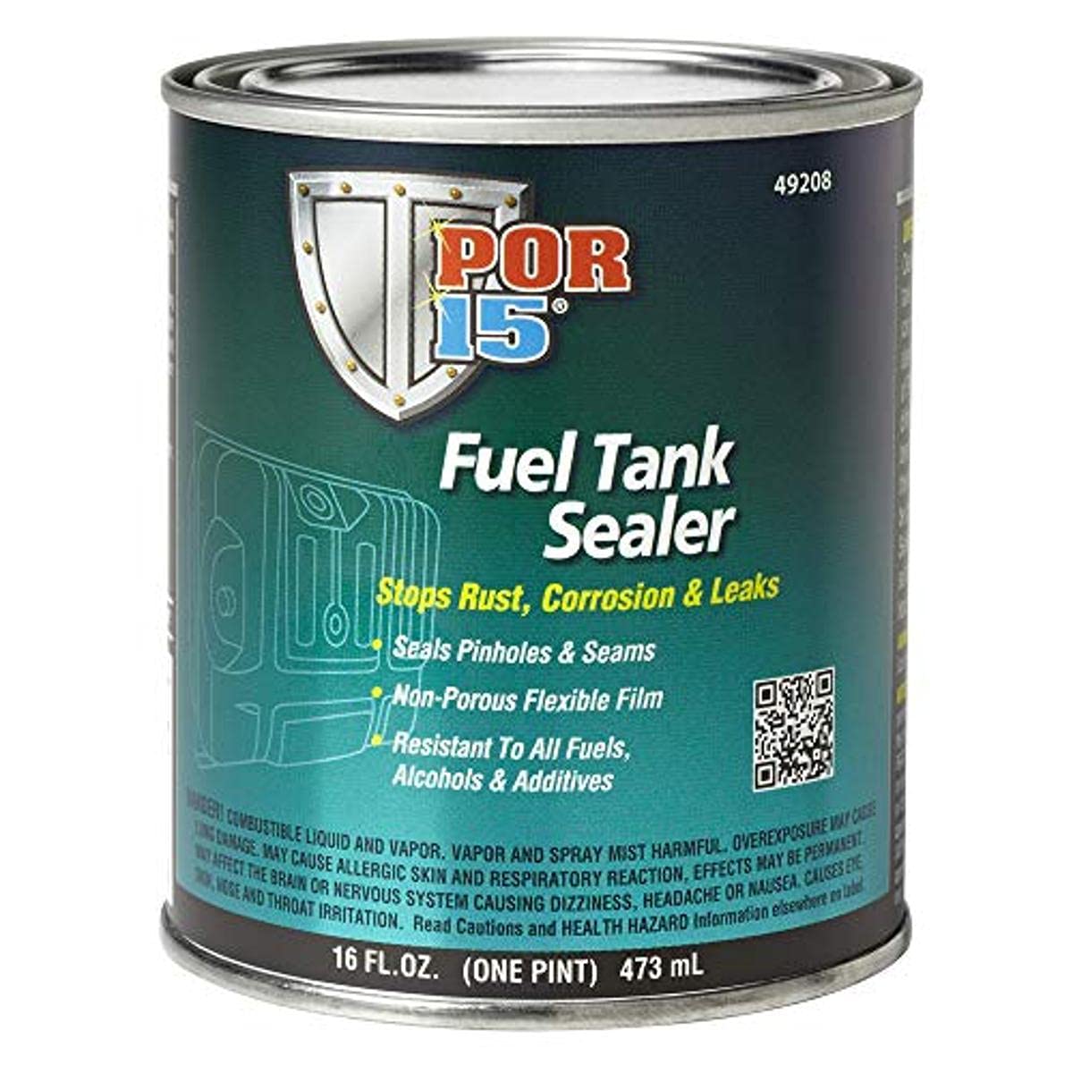 POR-15 Fuel Tank Sealer, Stops Rust & Leaks, Flexible Resin, Pint, Silver, Model 49208