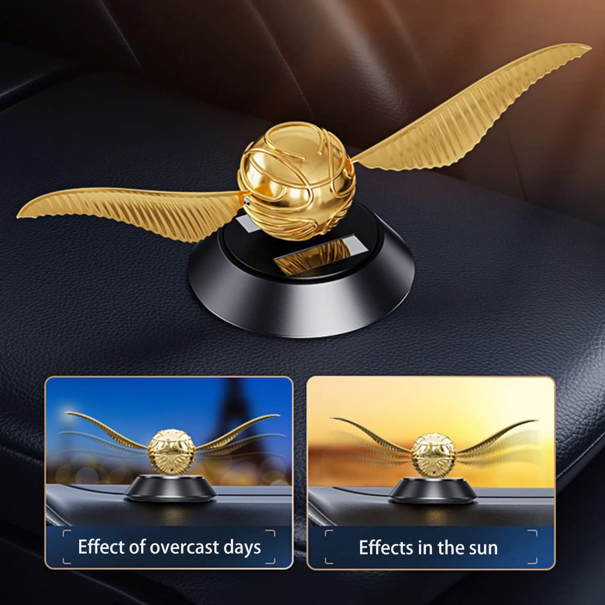 Kwak's Solar Car Air Freshener with Swinging Wings, Gold, 1 Count, Model QTT285-US, Auto Decoration Accessories