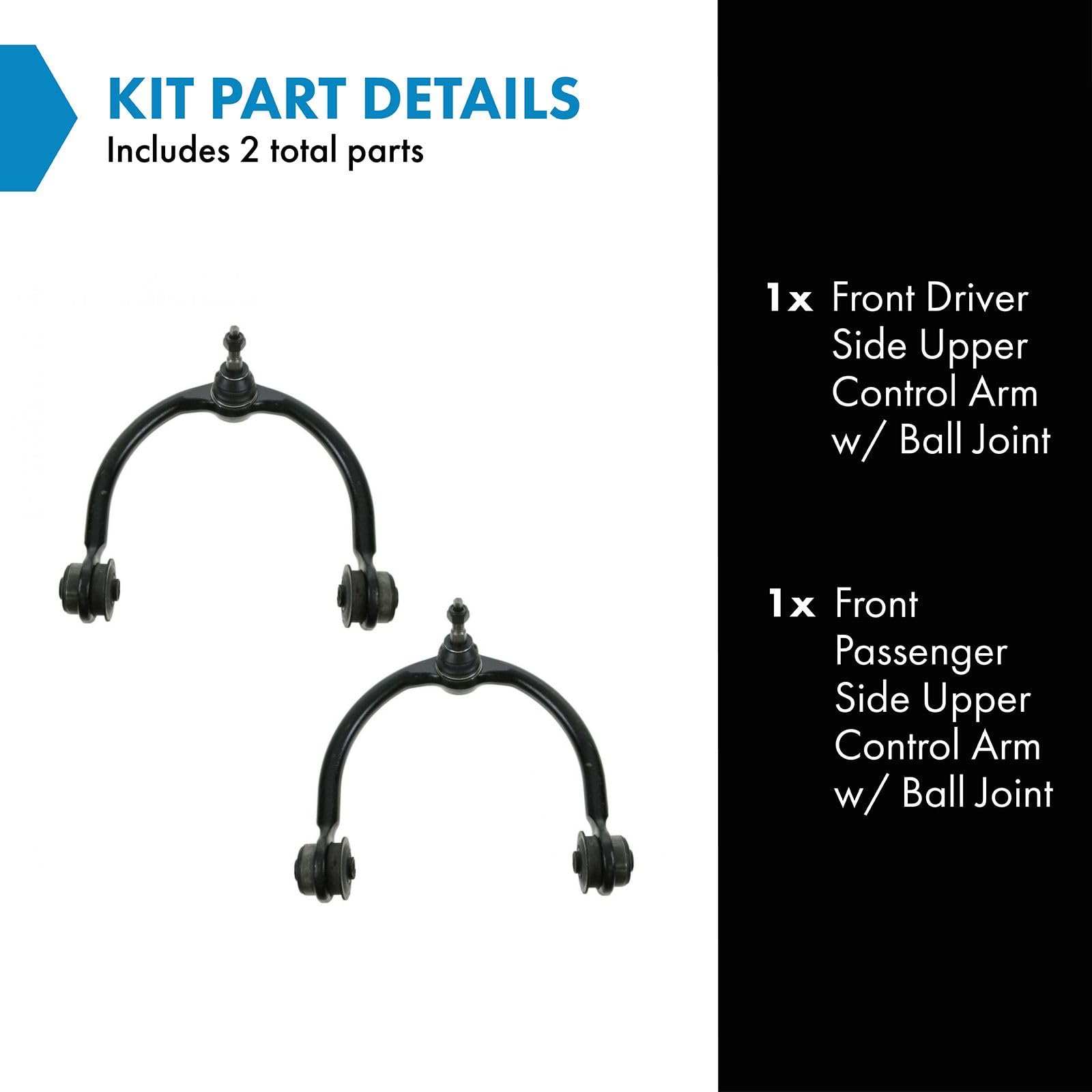 TRQ Control Arm and Ball Joint Set, Alloy Steel, 2 Piece, Compatible with 2005-2010 Jeep Grand Cherokee, Black, Model PSA62363