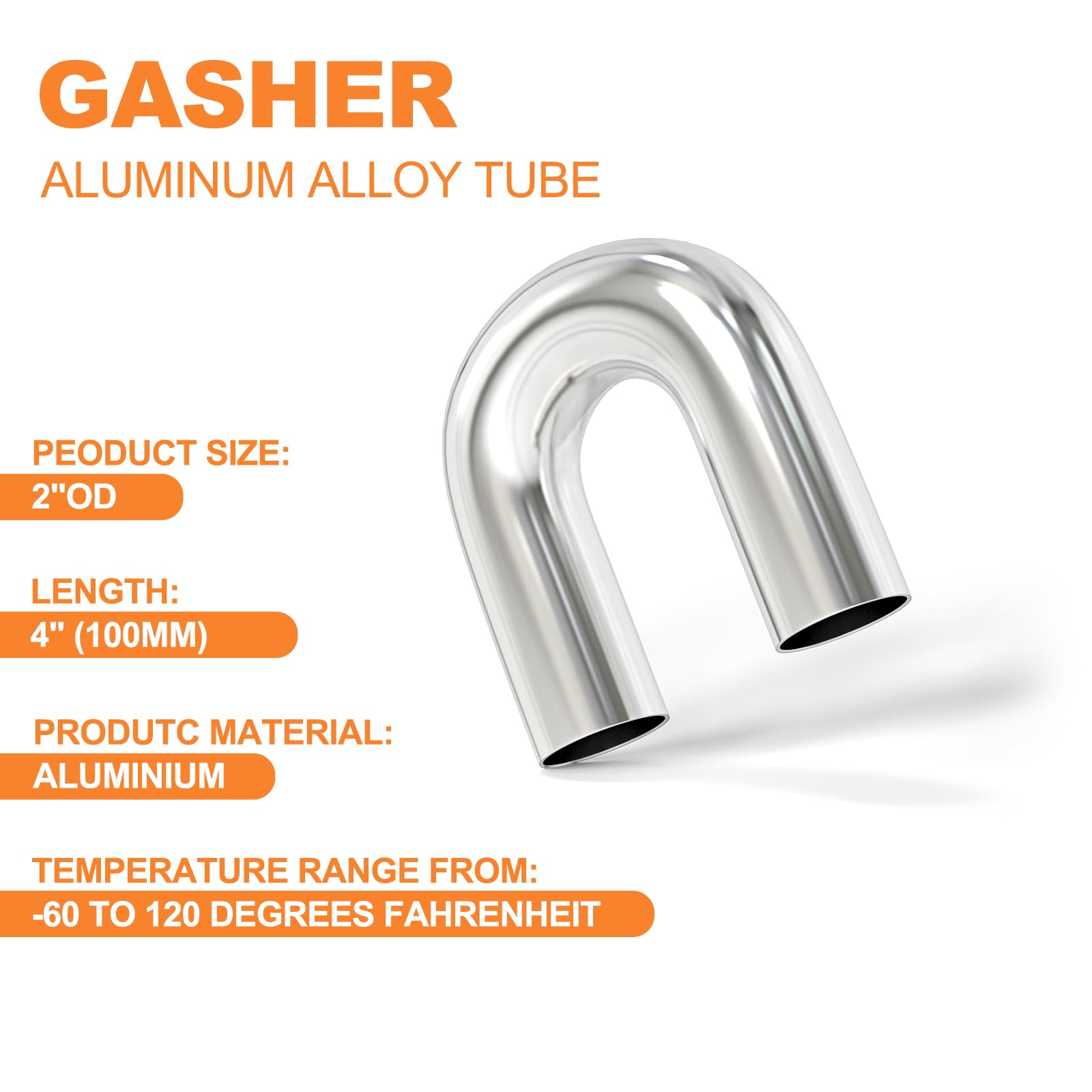 Gasher 2Pcs Intercooler Pipe Aluminum 180 Degree Elbow Alloy Tube 2''Od, Leg Length 4'' (100Mm), For Intake And Cooling Systems