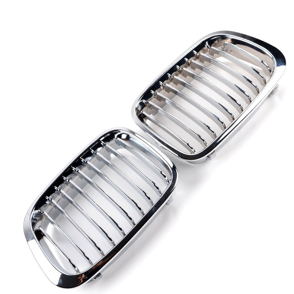 Left Right Chrome Front Kidney Grille Grill Compatible With 1998-2001 Bmw E46 316I 318I 320I 323I 325I 328I 330I Sedan Pre-Lci