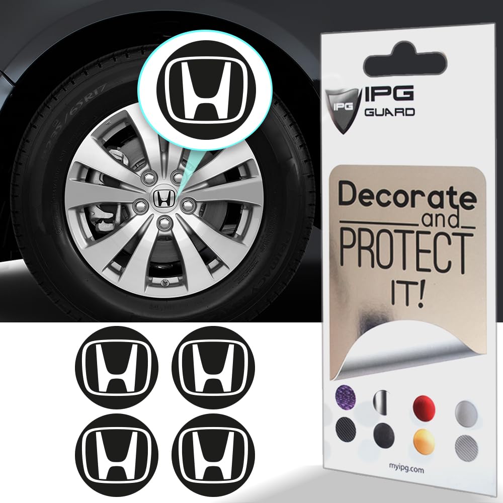 IPG Compatible with Civic Accord CRV VTEC Si Logo Cap Inner or Outer Stckers Dcals (Center Cap:2.25) (4 Units) (Solid Black, O