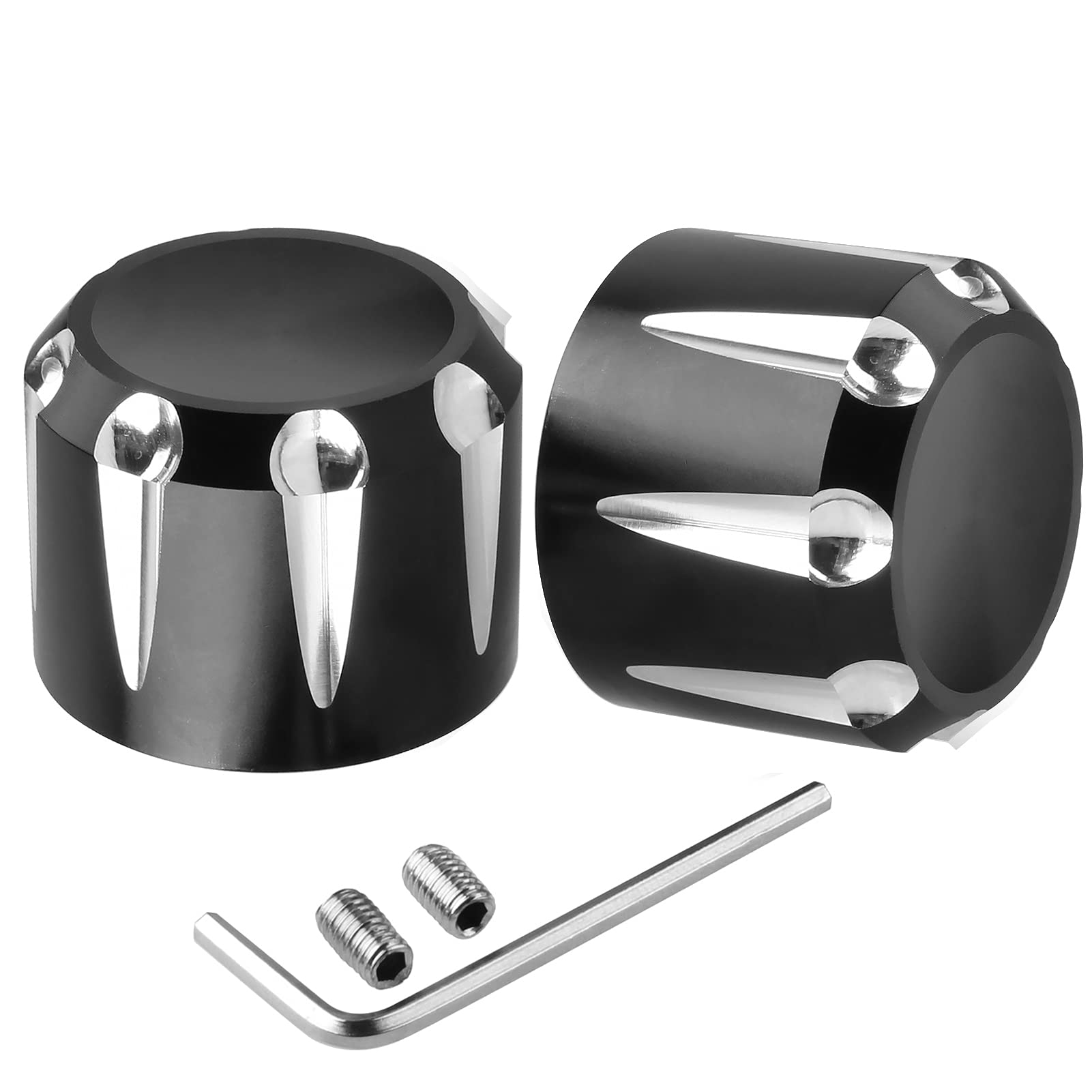 Front Axle Nut Cover Axle Caps Set Black Compatible with Harley Dyna Softail Electra Road Glide Sportster Fat Boy Forty Eight He