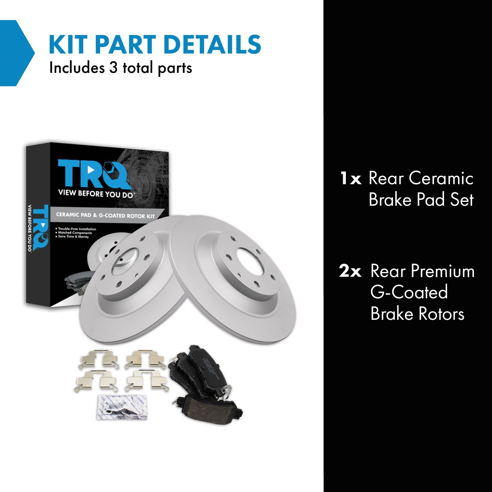 Trq Rear Brake Pad & Rotor Kit Brake Pads Brake Rotor Ceramic Premium G-Coated Compatible With 2013-2015 Mazda Cx-5