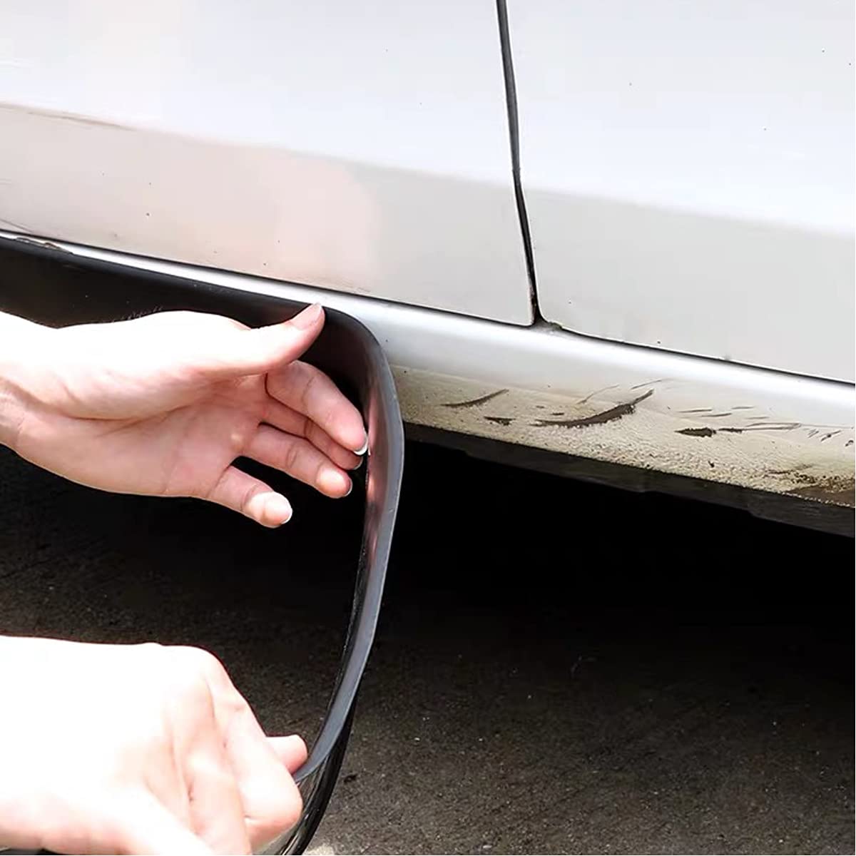 muekzru Universal Rubber Side Skirts - 13ft x 3.15in Anti-Scratch Edge Guards for Cars, Trucks, SUVs - Black