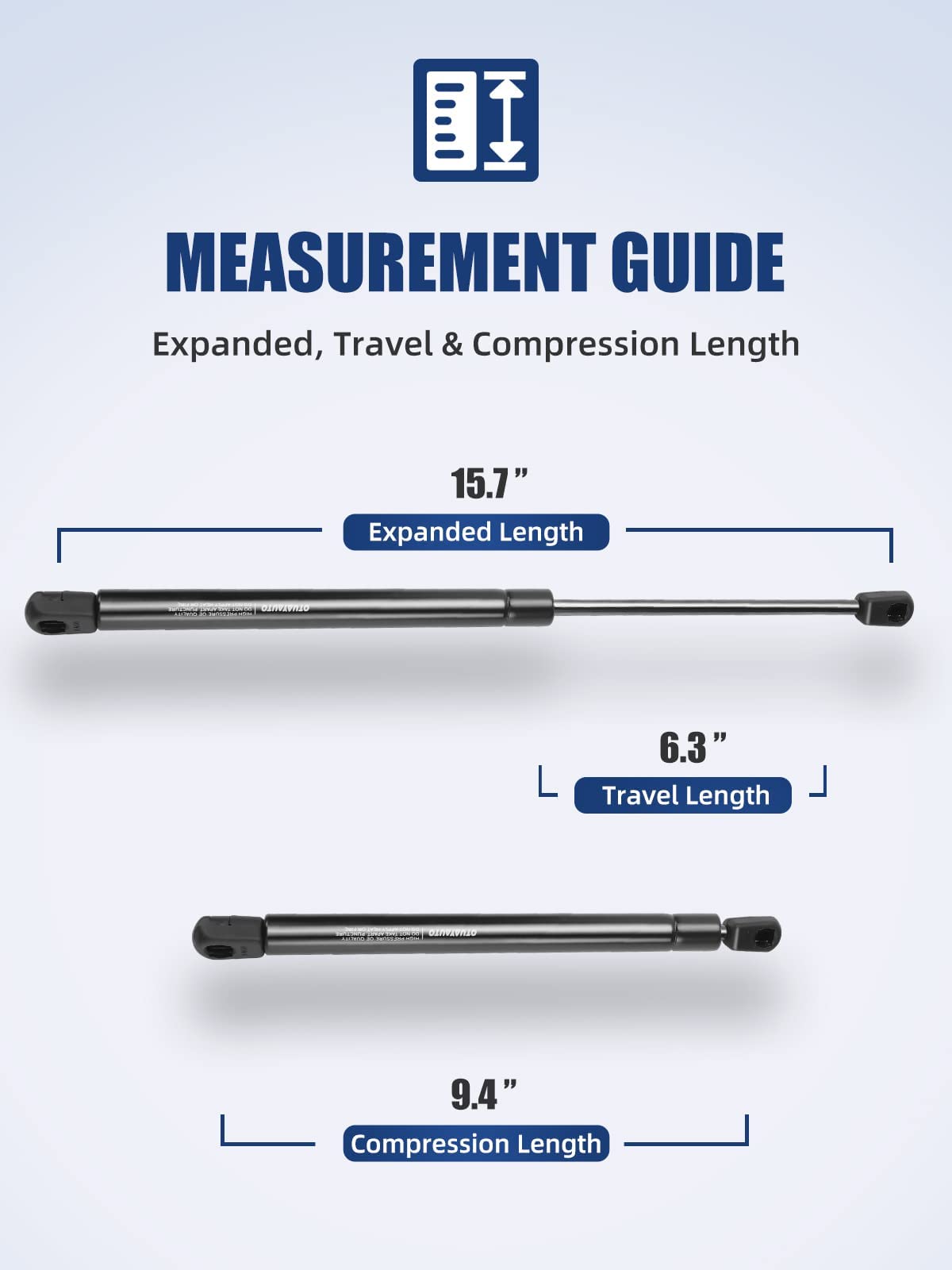 Otuayauto 16 Inch Gas Strut - 125N/28Lbs Universal Lift Support - C1608941 Gas Shocks For Tool Box Shock, Truck Cap Strut, Hydraulic Door Hinge, Cabinet Gas Strut, Rv Door Strut