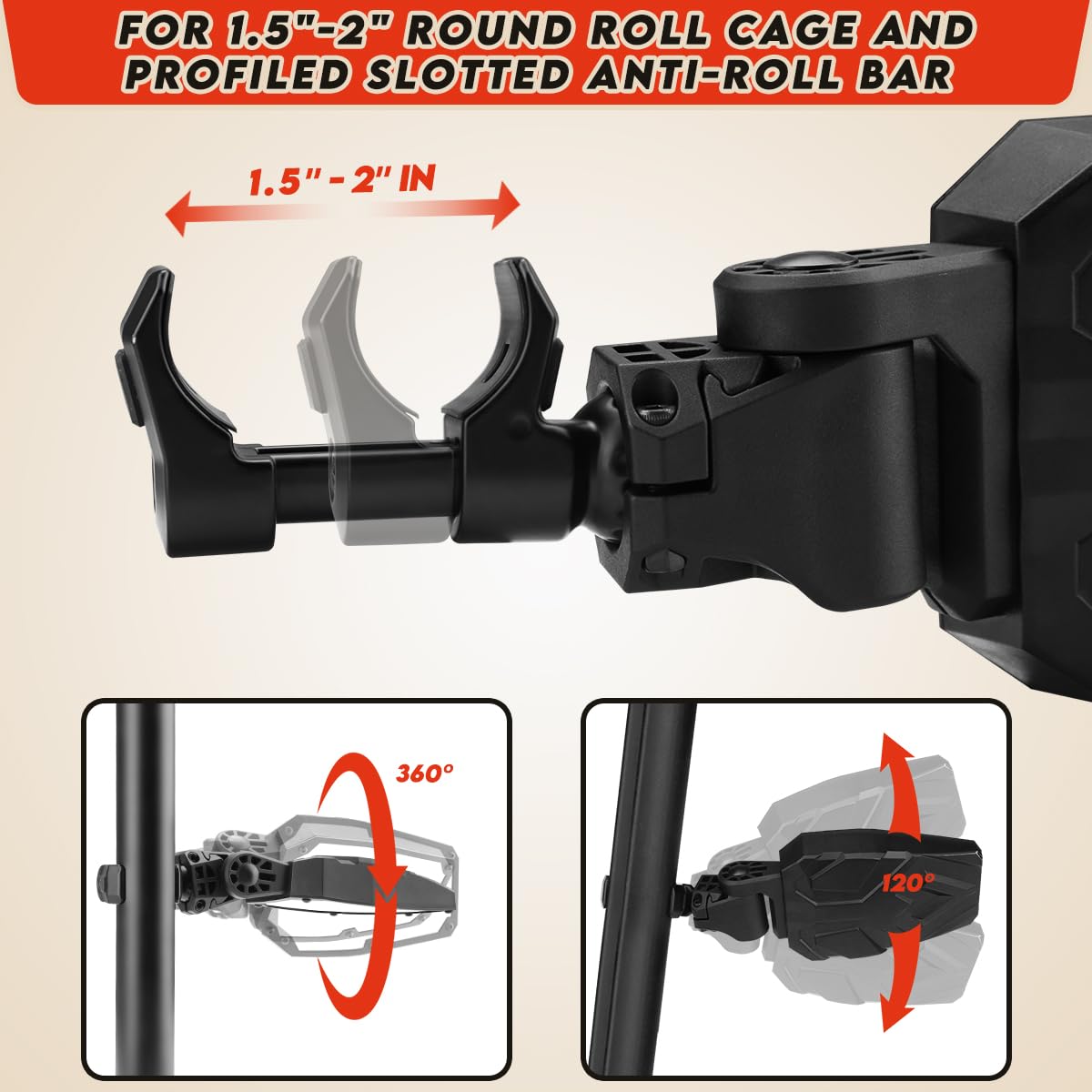 SHEJISI UTV Side Mirrors,UTV Mirror Automatic Folding and Resetting in The Event of Collision,Fits 1.5''-2''Roll Bars Compatible