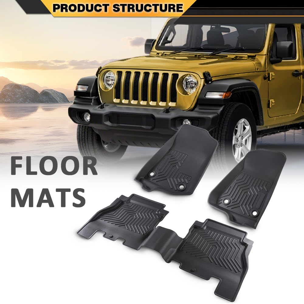 G-PLUS Floor Mats Compatible with Jeep Wrangler JL Unlimited 4 Door Only 2018-2024 (Not Fit for JK or 4XE) All Weather Full Cove