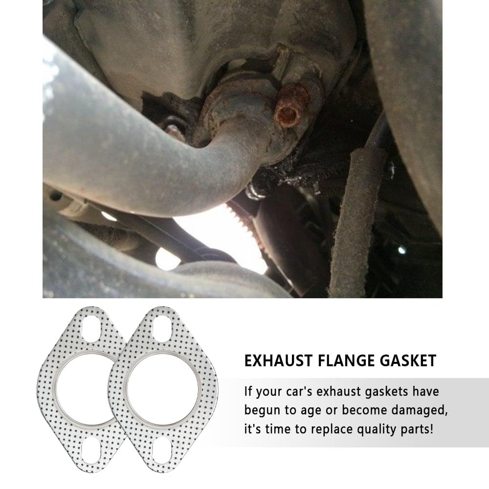 2Pcs Car Exhaust Gasket,2.25'' 2-Bolt Exhaust Flange Gasket Car Accessories,Professional Exhaust Manifold Gasket Made Of High Te
