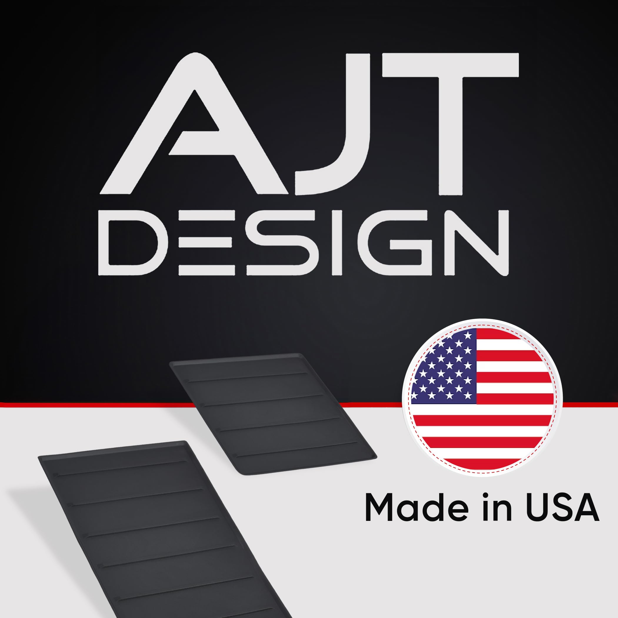 AJT DESIGN Center Console Tray Liner for Toyota Tundra & Sequoia | Non-Slip Organizer Mat | Pack of 2 | Black | Model 00683