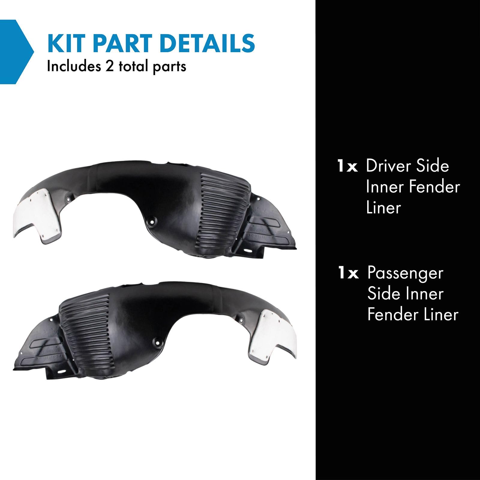 Trq Inner Fender Liner Set Compatible With 2013-2015 Hyundai Elantra Gt Hy1248138 Hy1249138