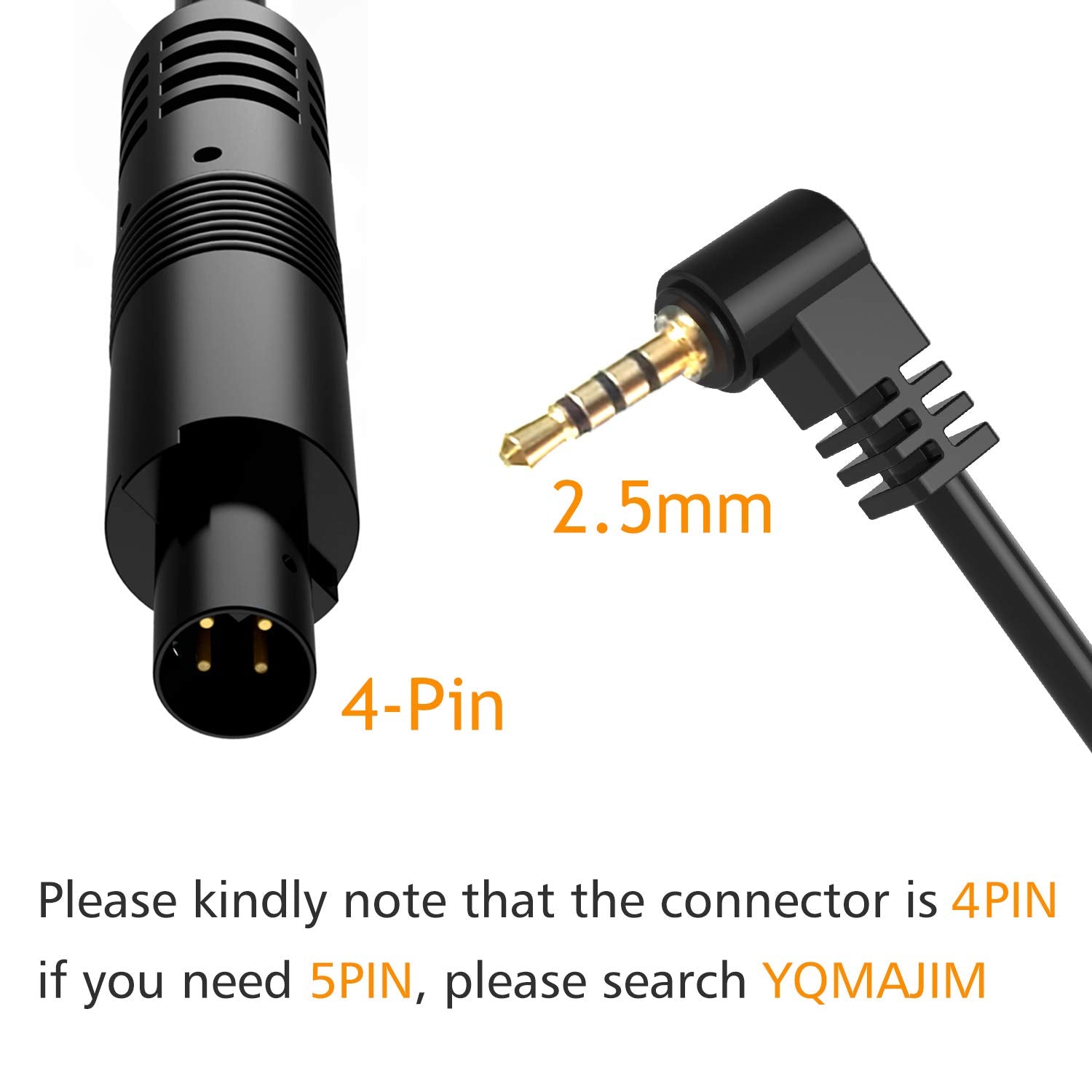 YQMAJIM 4 Pin Dash Cam Cable - 23 Ft Backup Camera Cord, Black, Model 784851343621 for Trucks, RVs, SUVs, and More