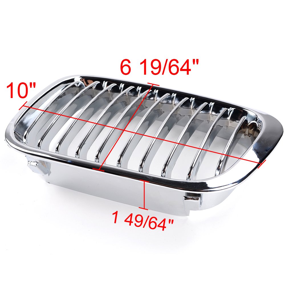 Left Right Chrome Front Kidney Grille Grill Compatible With 1998-2001 Bmw E46 316I 318I 320I 323I 325I 328I 330I Sedan Pre-Lci