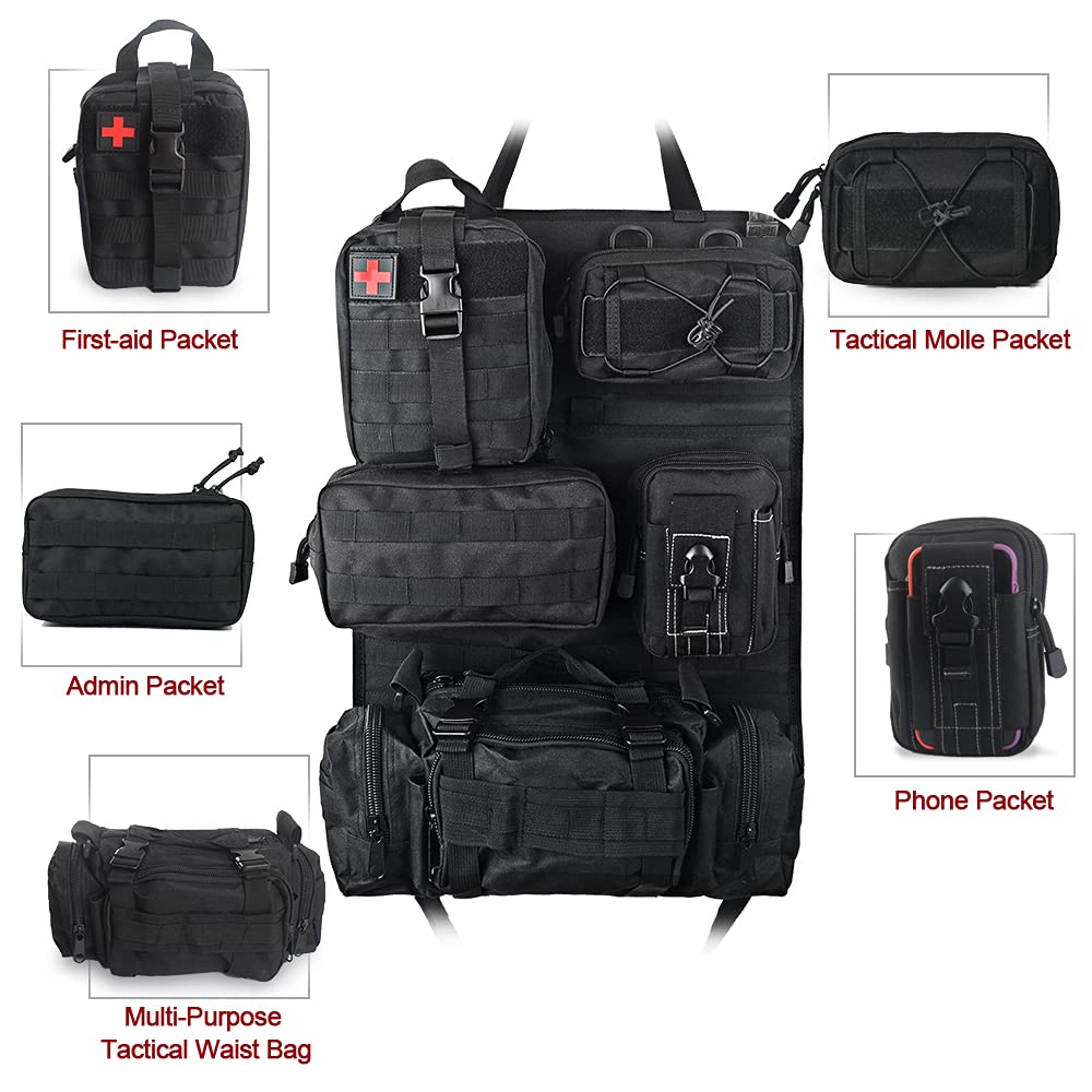 Universal Tactical Vehicle Back Seat Organizer With 5 Molle Pouch Molle Pouches Truck Seat Organizer Tactical Gear For Car Truck