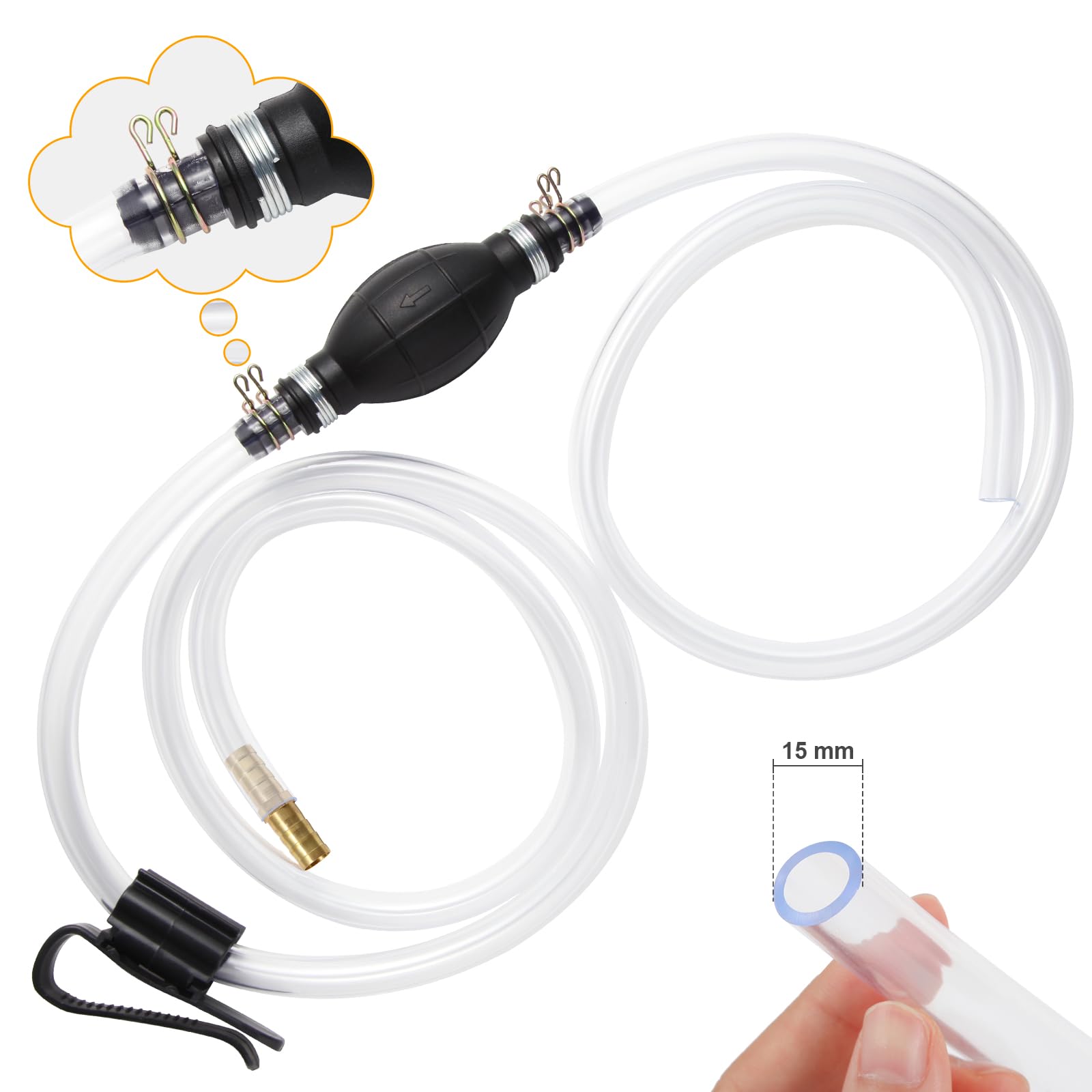 H-Veenjor Gasoline Siphon Hose Pump, Hand Fuel Transfer Pump, High Flow Gas Siphon Pump For Water Gasoline Oil Petrol Diesel, Ma
