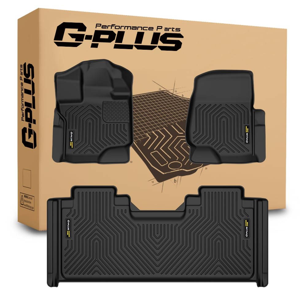 G-PLUS TPE Floor Mats Fit Ford F150 Supercab 2015-2025 (Not Fit Models Without Factory Carpet) 1st & 2nd Row Truck Accessories C
