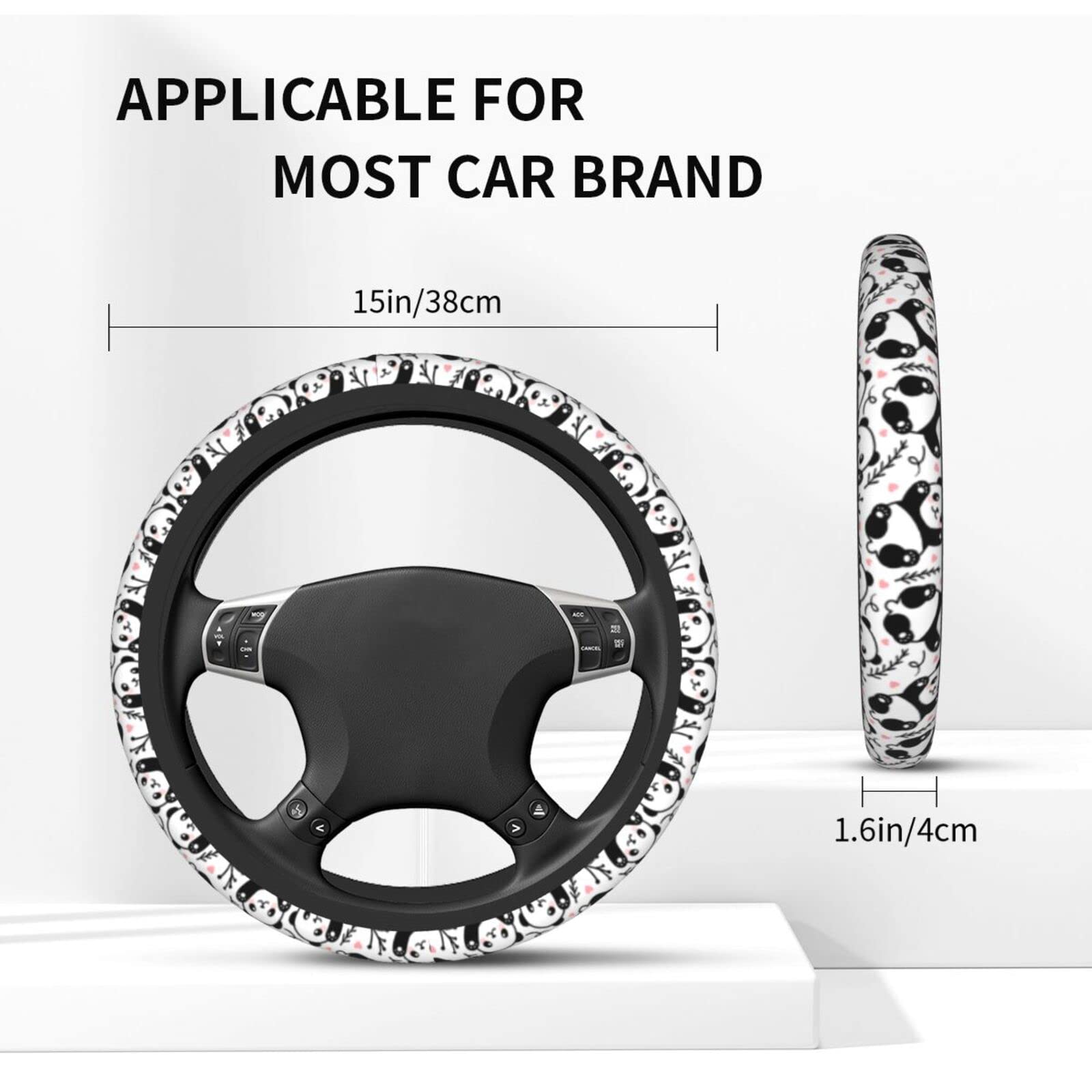 Cute Cartoon Panda Steering Wheel Covers Non Slip Neoprene Universal 15 Inch Steering Wheel Protector Car Cover For Men Women