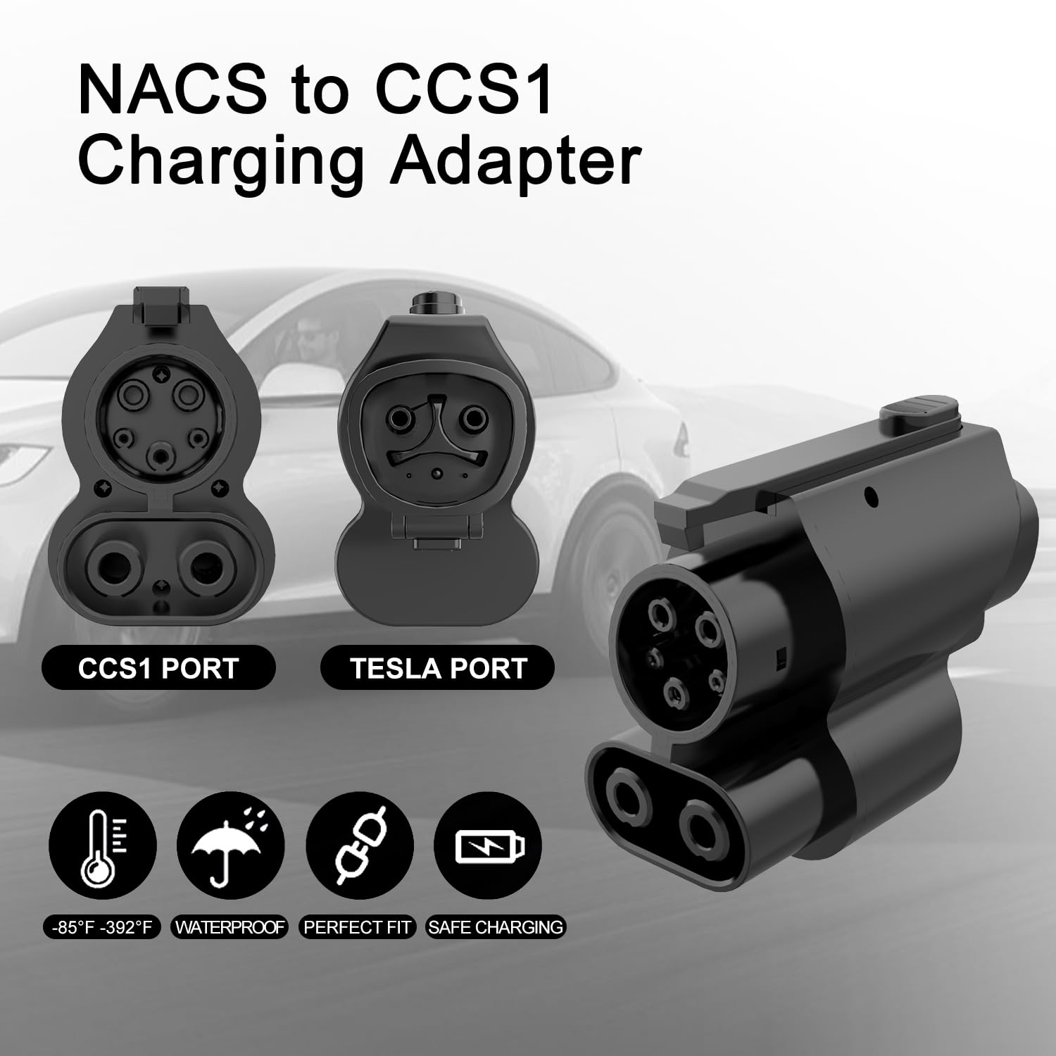 Aiskooc Nacs To Ccs1 Charging Adapter, Max 250Kw Supercharger Adapter, Electric Vehicle Charging Adapter For Tesla V1/V2/V3/V4 D