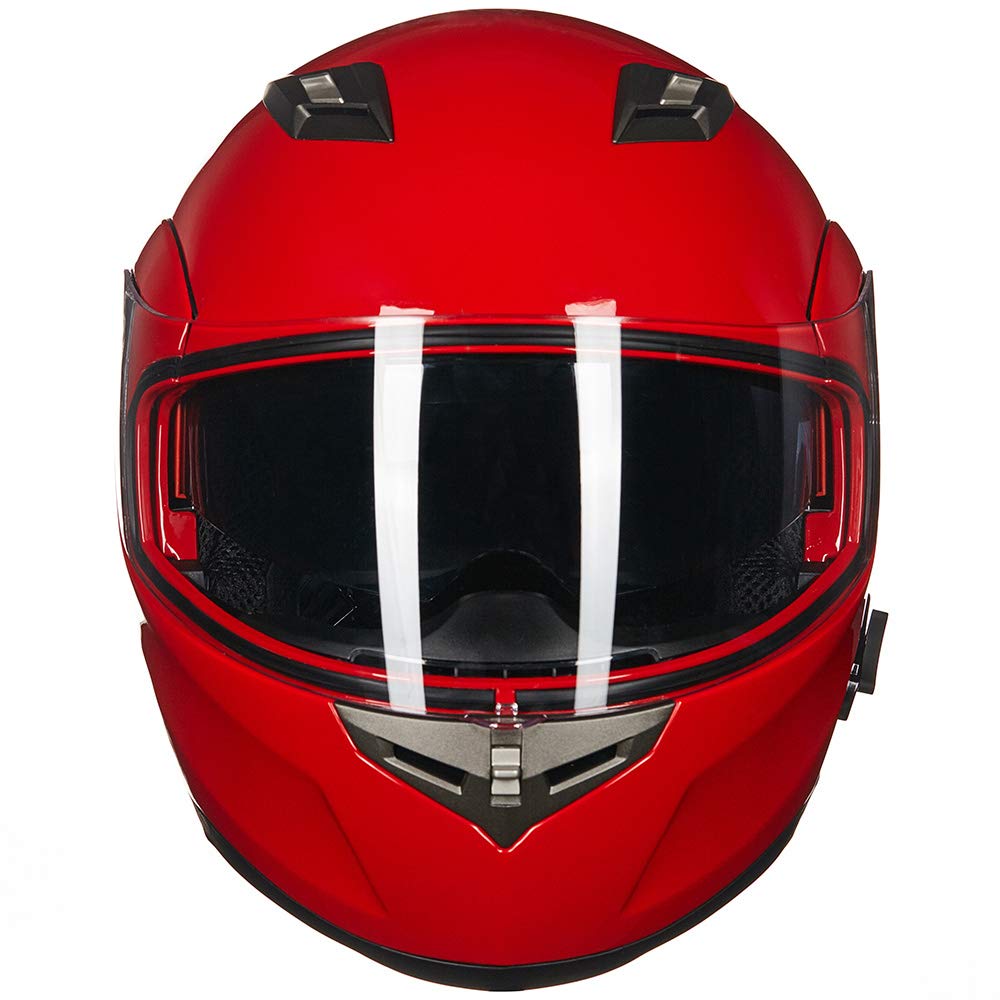 Ilm Bluetooth Integrated Modular Flip Up Full Face Motorcycle Helmet Sun Shield Mp3 Intercom Model 953 (Xl, Red)