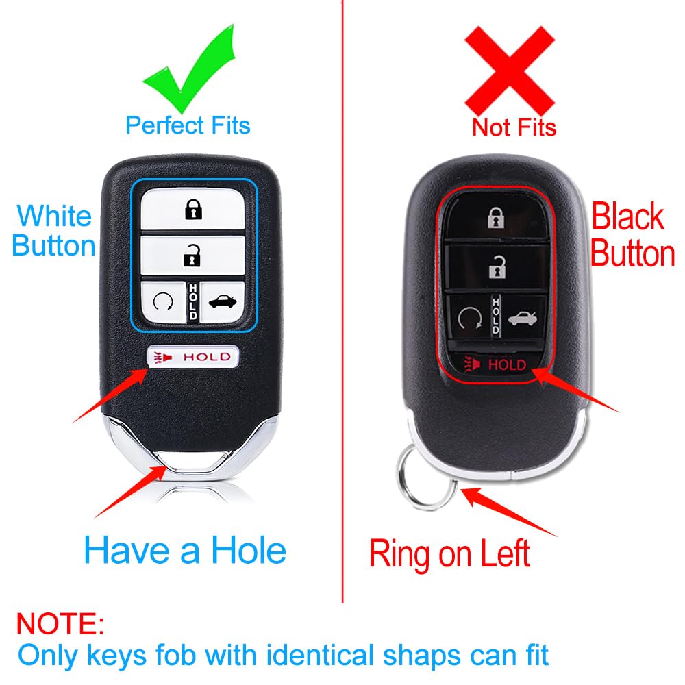Cacacar Key Fob Cover 2016-2022 For Honda With Keychain, Premium Soft Tpu Full Protection Key Fob Case For Honda Accord Civic Cr