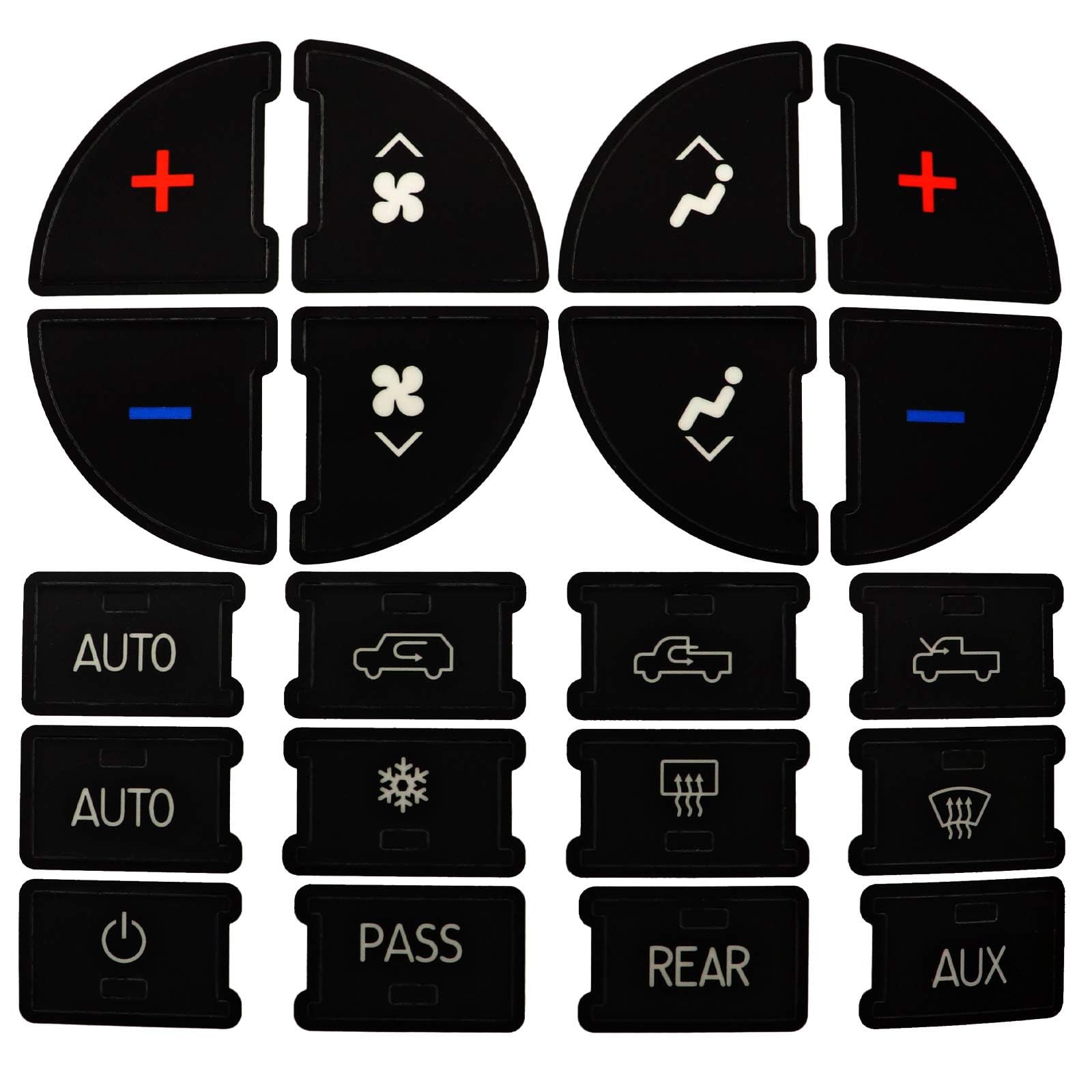 SecosAutoparts AC Panel Decals & Radio Button Repair Decal Set AC Controls AC Dash Button Sticker Repair Kit Compatible with GM 