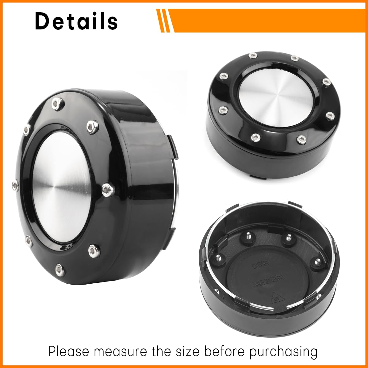 steel.frame.motor 102mm Wheel Center Caps - Aluminum, Black, 4 Pack, ST14362SVx4, 4.02 inches Replacement for Mayhem Wheels