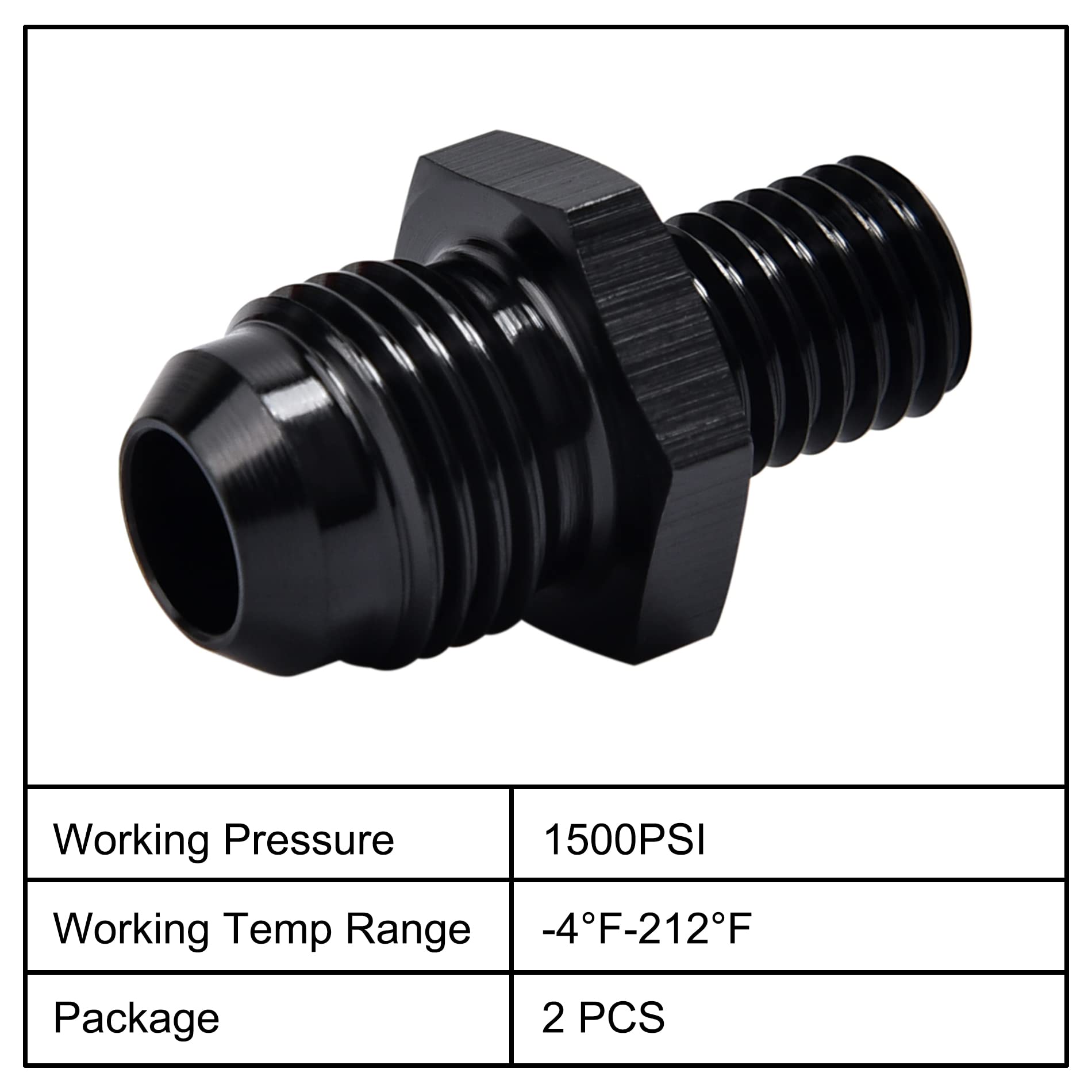 Evil Energy 6An Male Flare To M10 X 1.5Mm Male Metric Fitting Adapter Aluminium Alloy 2Pcs