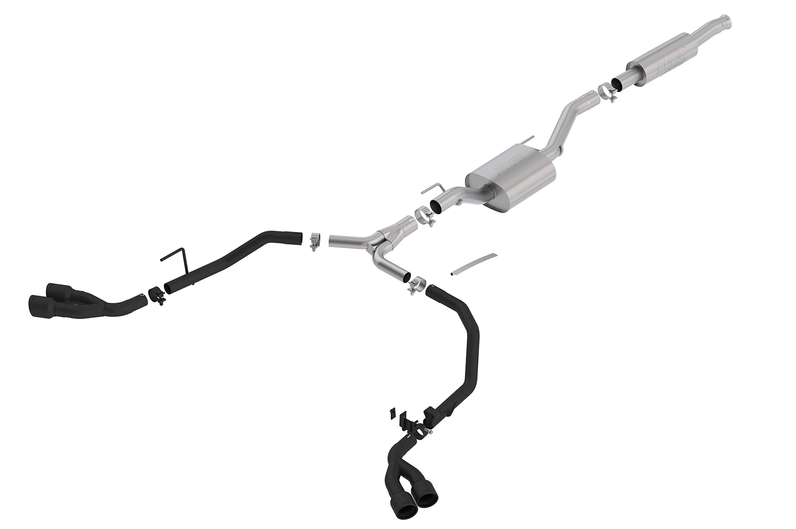 Borla 140816Cb Cat-Back Performance Exhaust System For 2020-2023 Jeep Galdiator Jt 3.V6 T-304 Stainless Steel Atak Sound Dual Rear Side Exit Dual 3.5' Black Coated Tips Each Side