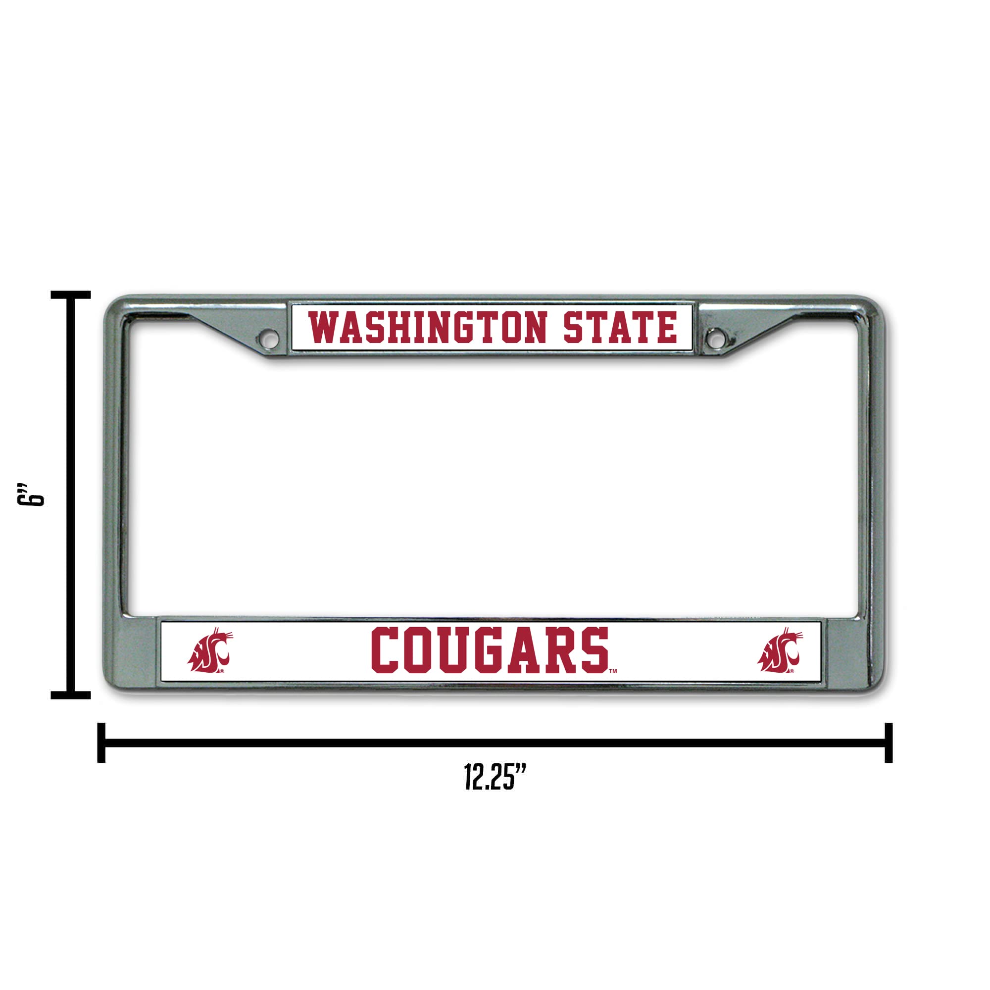 Rico Industries Ncaa Washington State Cougars Standard Chrome License Plate Frame, 6 X 12.25-", Team Color