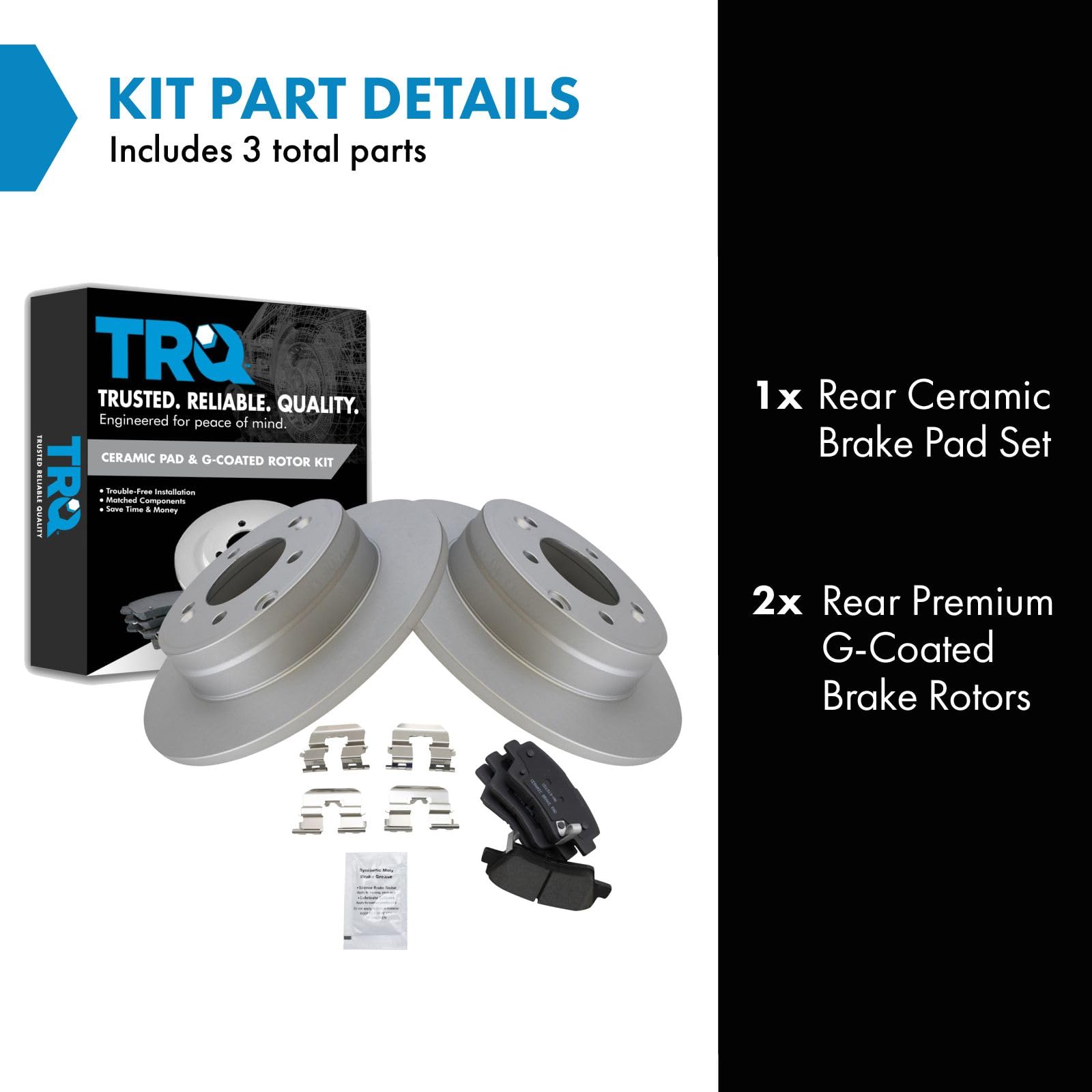 Trq Rear Brake Pad & Rotor Kit Brake Pads Brake Rotor Ceramic Premium G-Coated Compatible With 2010-2011 Hyundai Azera 2009-2010