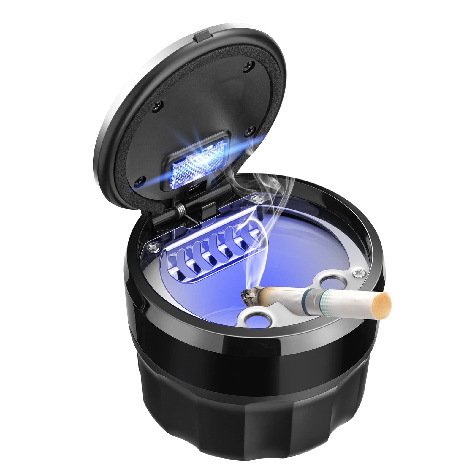 Solarxia Car Mini Ashtray With Lid Easy Clean Up Detachable Auto Ashtray For Most Car Cup Holder Home Office