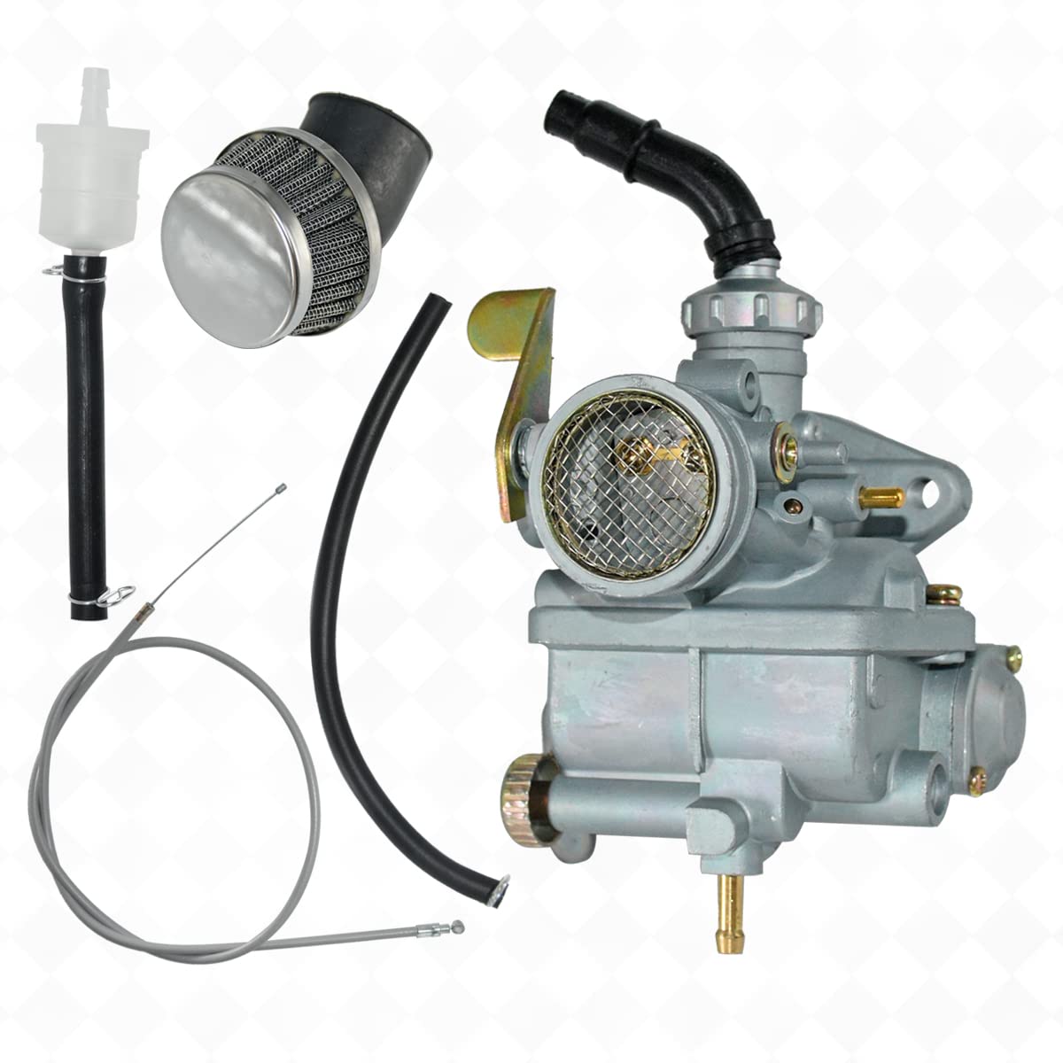ENGICARB Honda CT70 Carburetor with Throttle Cable & Air Filter - Metal, Fits 1969-1977 Trail Bike