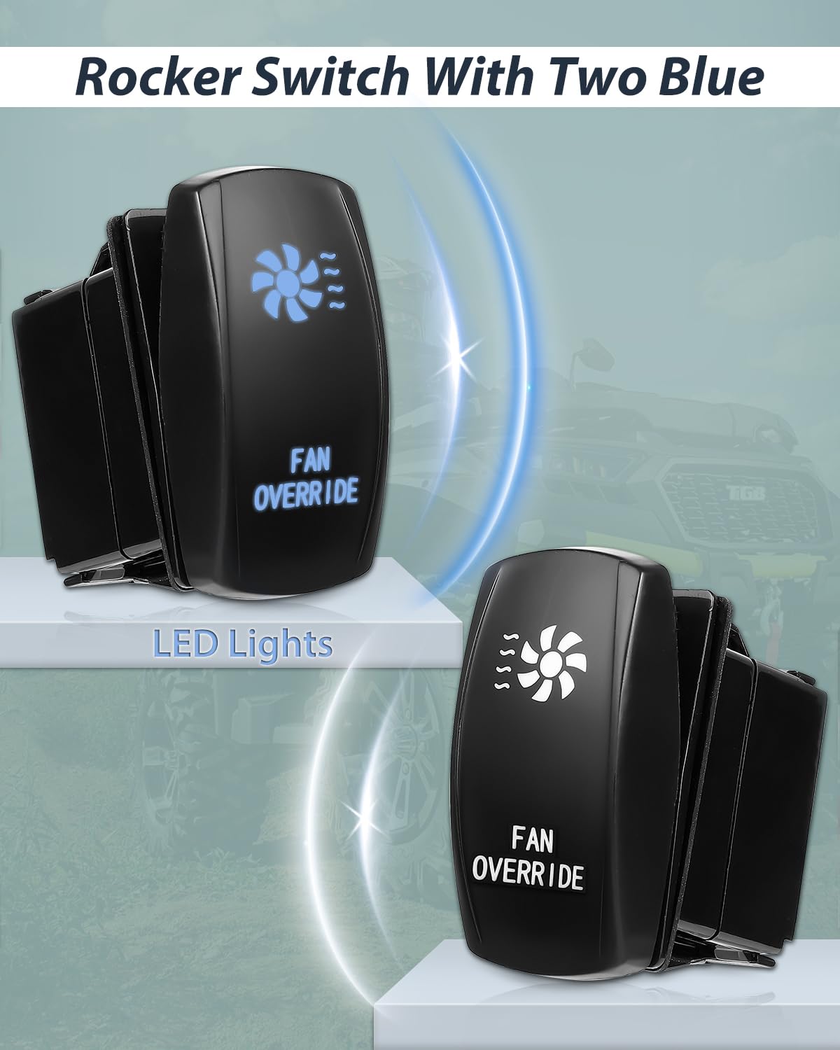 Goottan Atv Utv Fan Override Switch Kit Led Rocker Switch For Engine Cooling Fits For Polaris Rzr Ranger 800 900 Xp 1000 Can Am