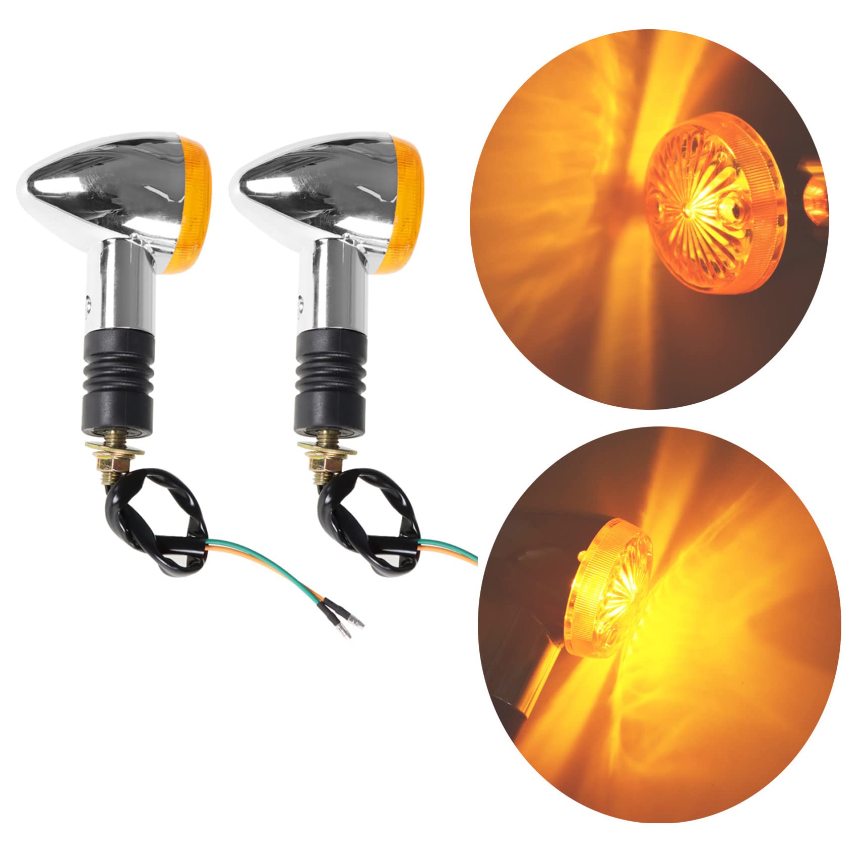 RainMan S 2 Pack Motorcycle Front Rear turn Signal Blinker Indicator Light Replacement for Honda Yamaha Kawasaki Suzuki Amber Ch