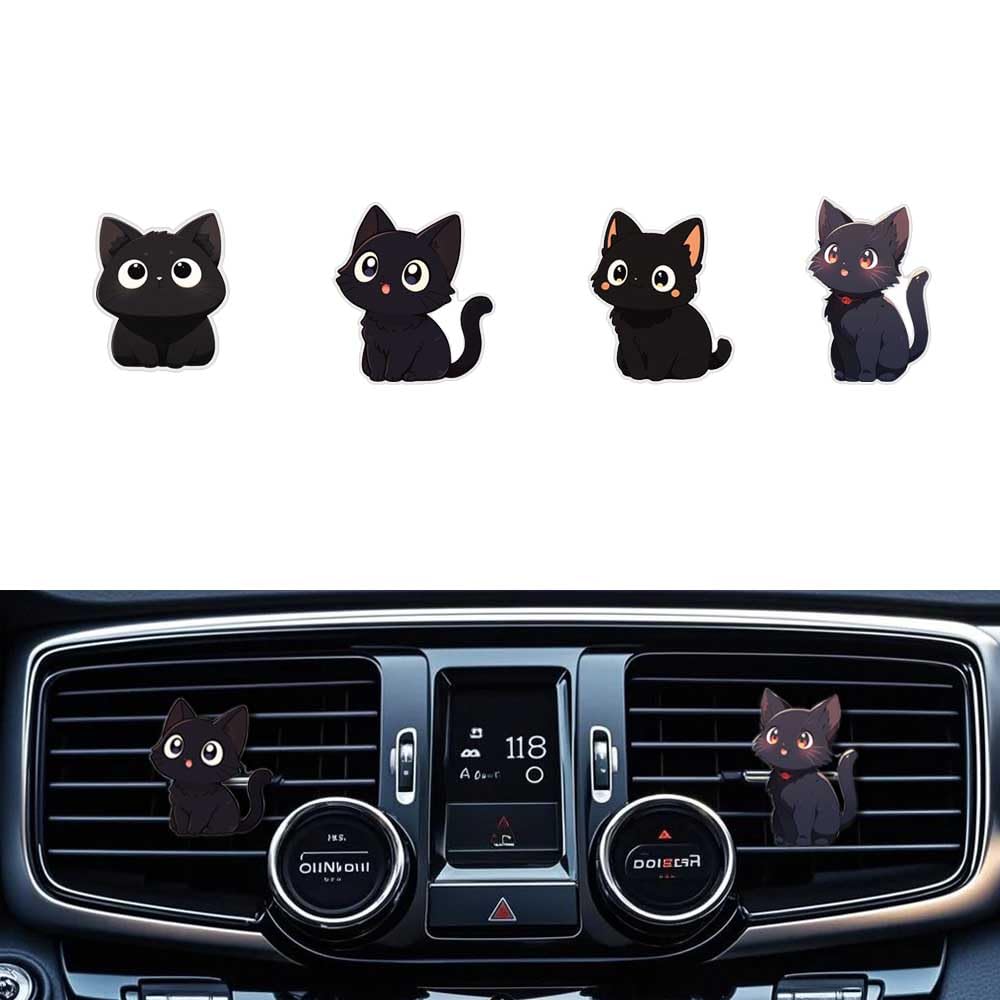 Cute Car Air Freshener Clips,Cute Black Cat Car Vent Clip,Car Vent Decoration Accessories,Auto Air Conditioner Clip,Automotive I